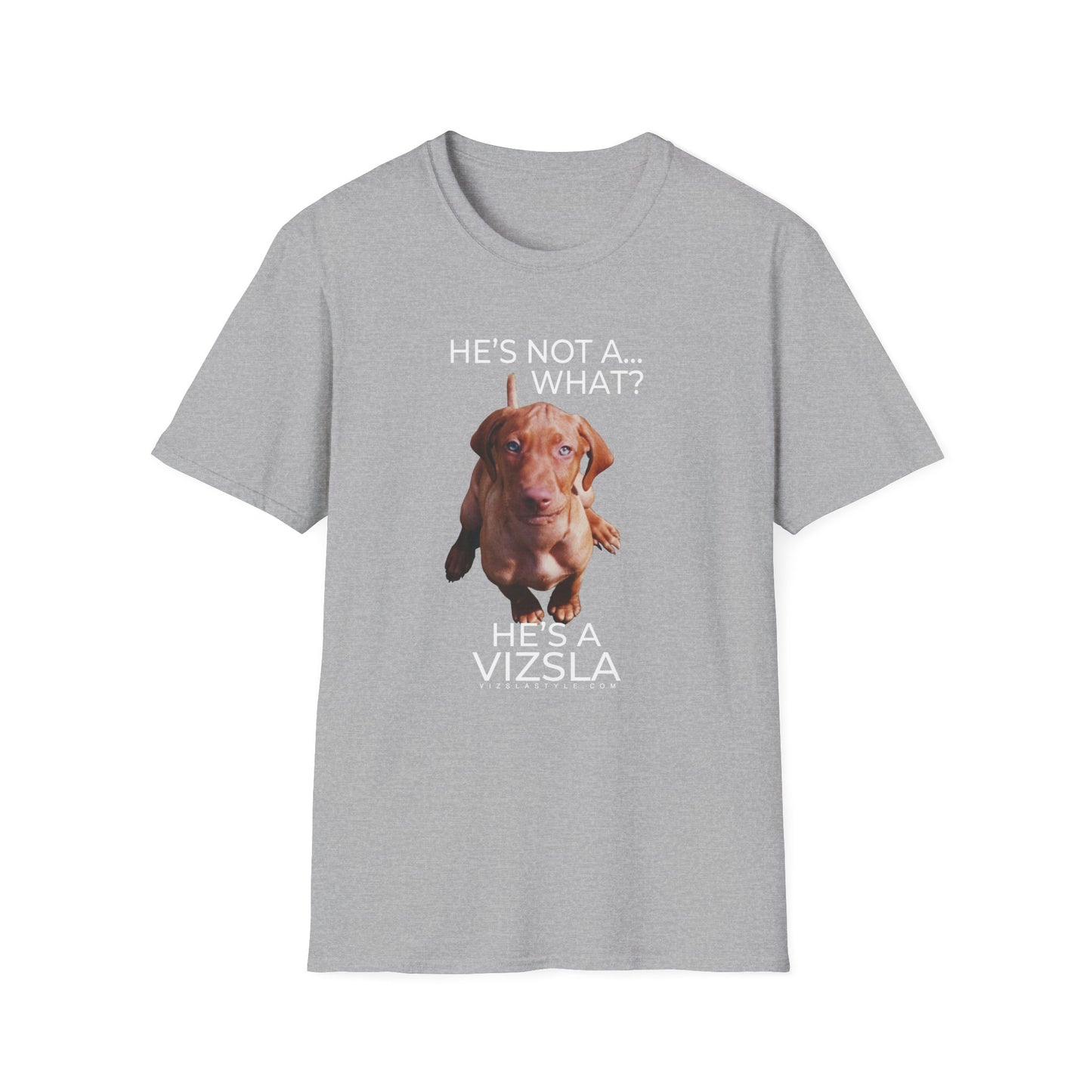 He's Not A What... He's A Vizsla (in Color) - All Around Sports T-shirt (Lt Text)