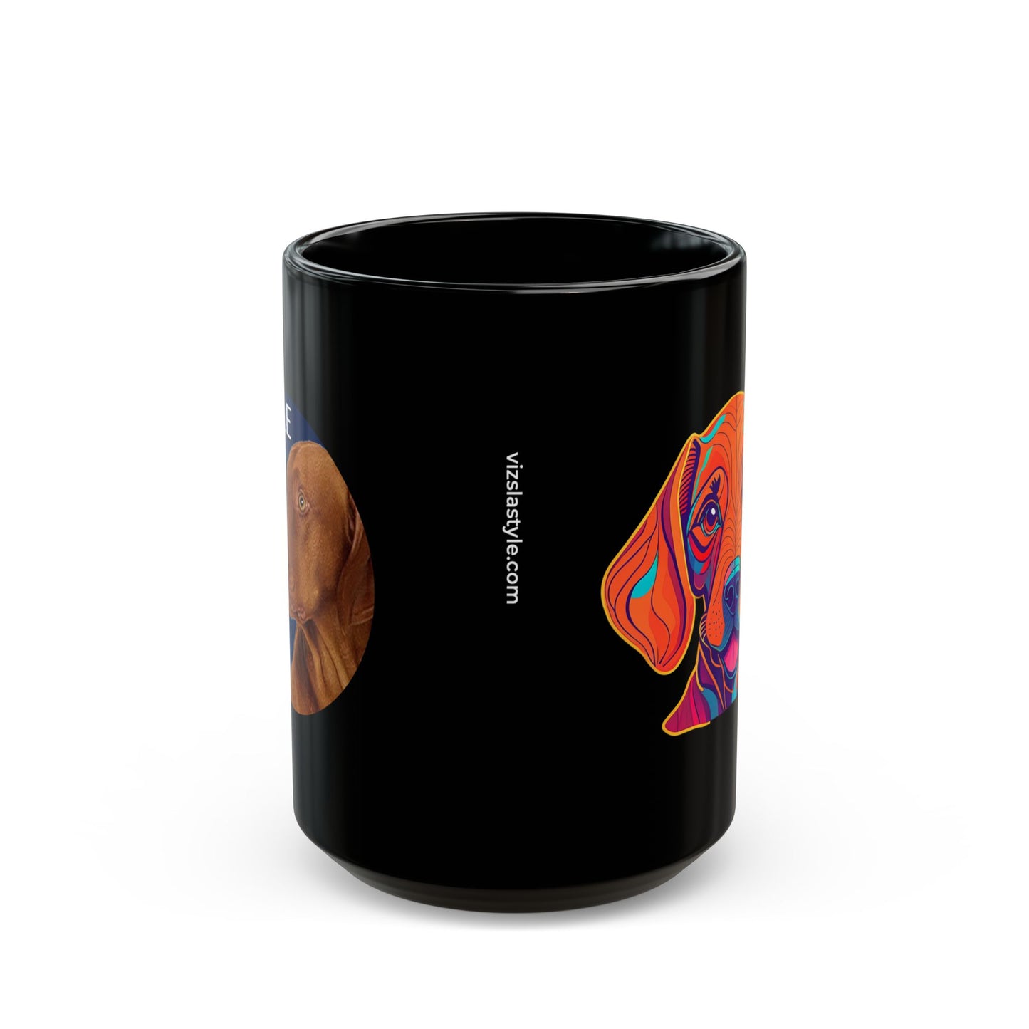 Vizsla Style Logo with Vizsla Puppy - Hungarian Vizsla Black Mug