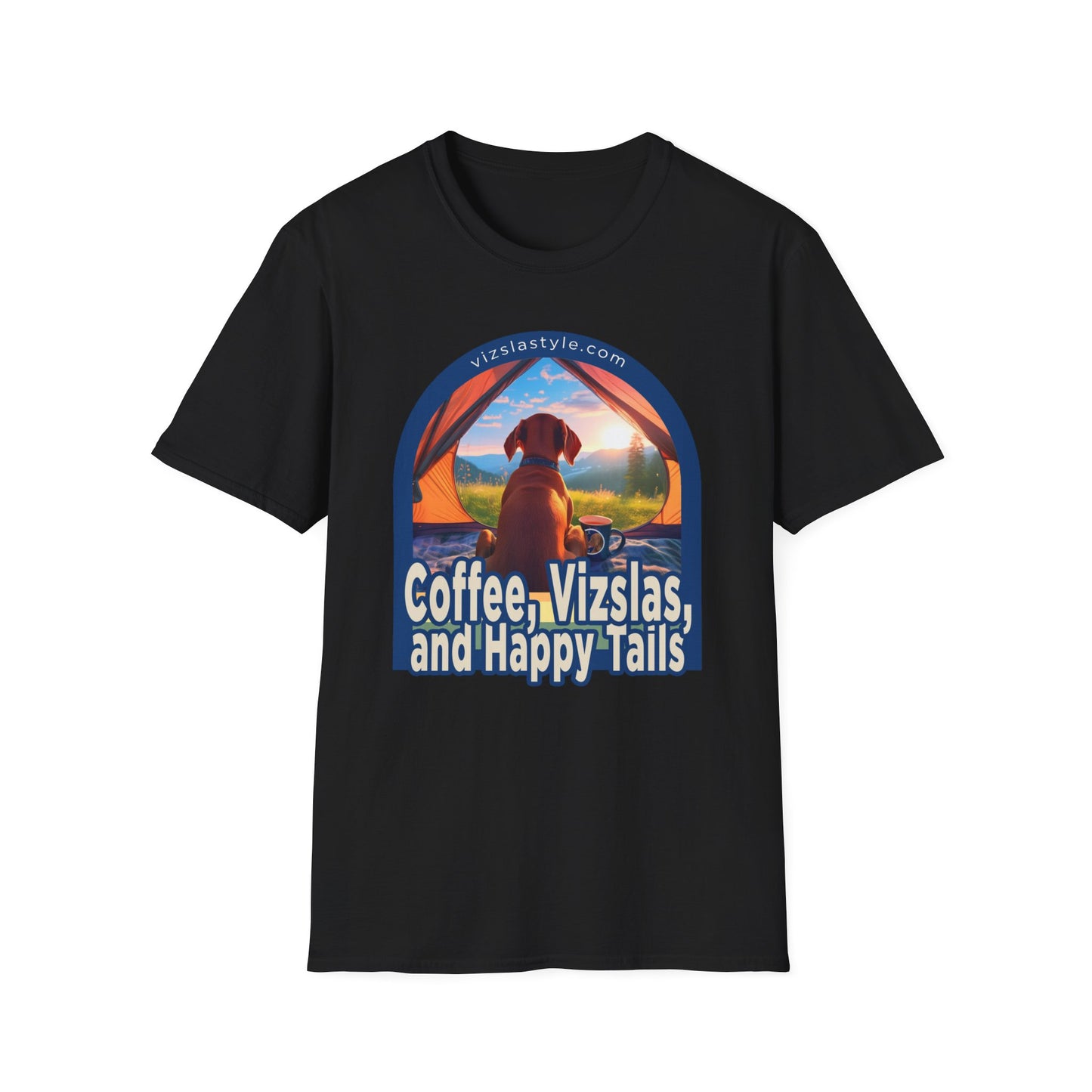 Coffee, Vizslas, and Happy Tails! t-shirt