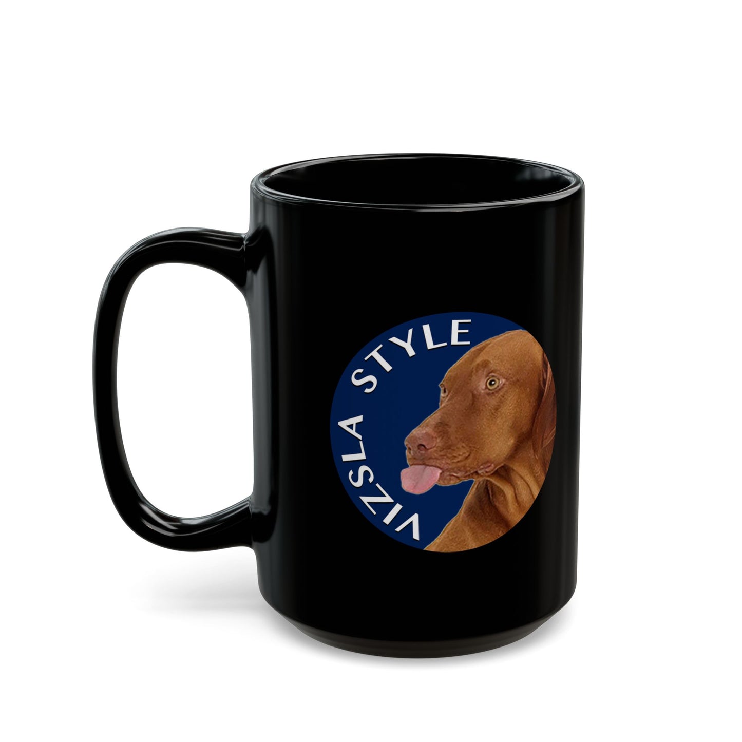 Vizsla Style Logo with Vizsla Puppy - Hungarian Vizsla Black Mug