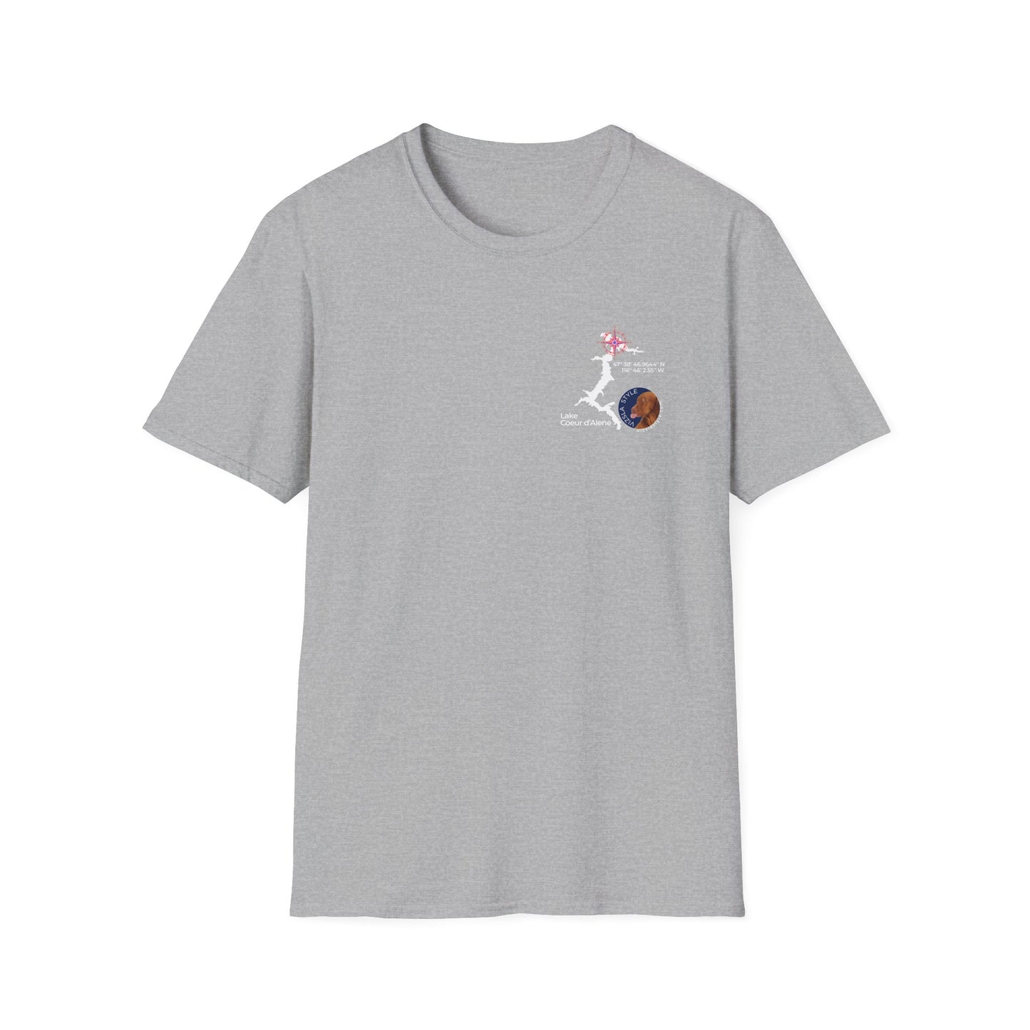 Lake CDA - Vizsla Style All Around Sports T-shirt (Lt Text)
