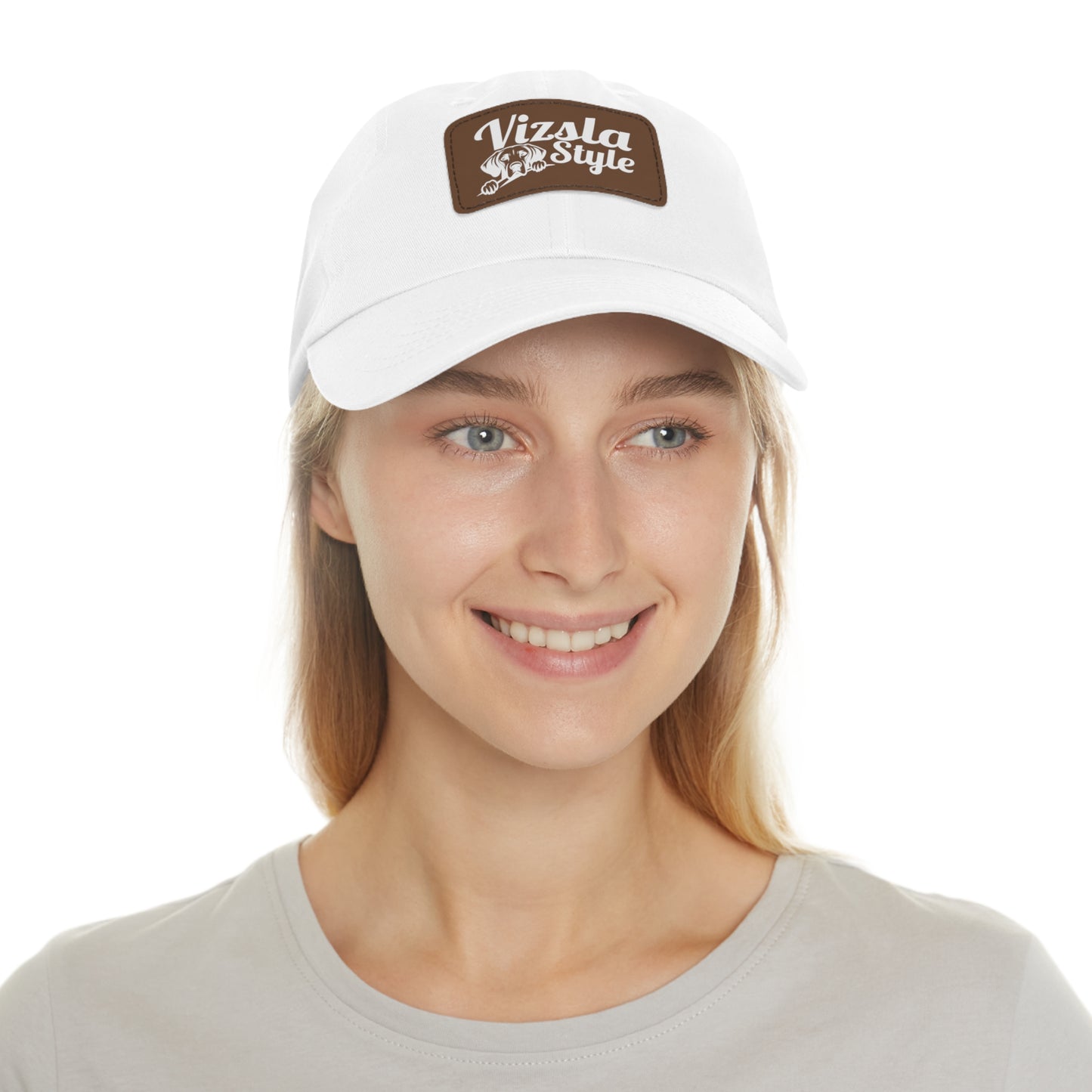 Vizsla Style Leather Patch Dad Hat, Custom Dog Hat, Pet Lover Gift, Outdoor Cap, Adjustable Baseball Hat, Unique Father's Day Gift, Mom Hat