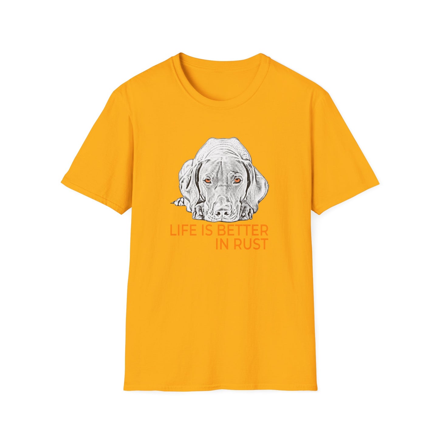 Vizsla Dog T-Shirt — 'Life Is Better in Rust' Line Drawing
