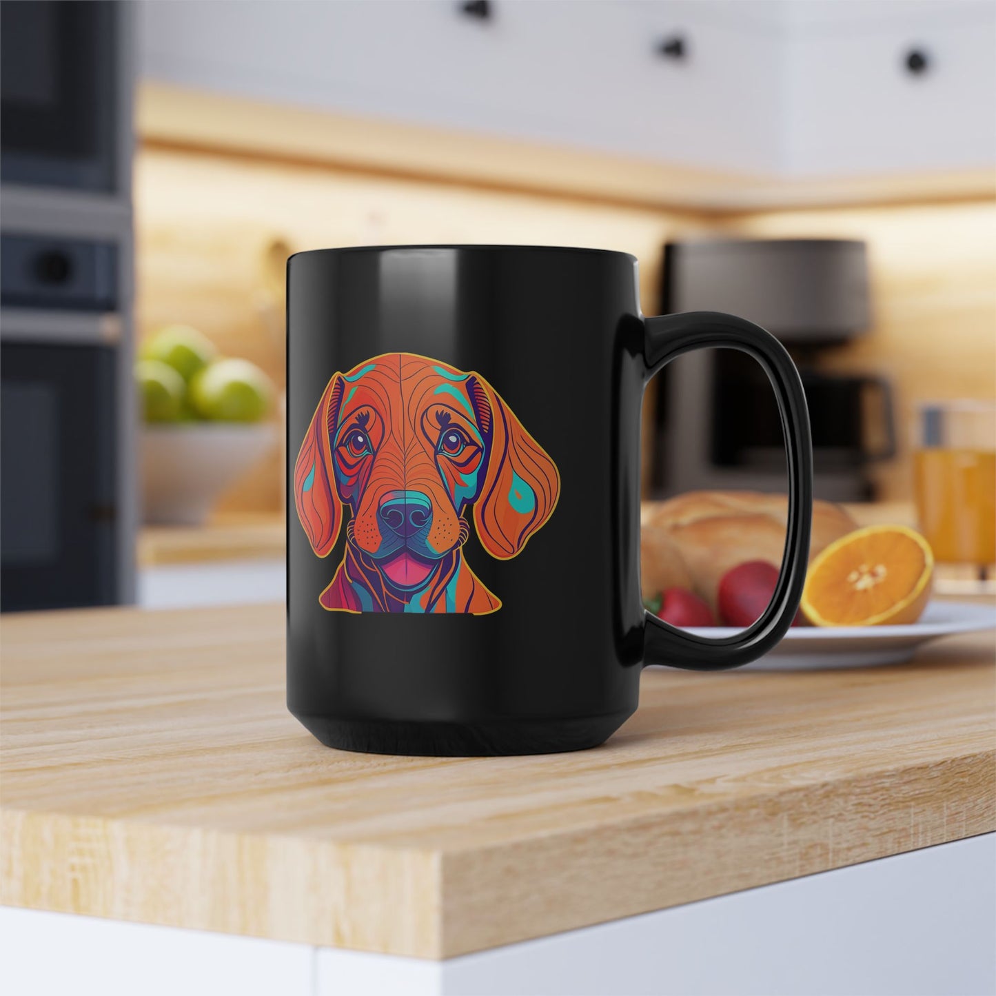 Vizsla Style Logo with Vizsla Puppy - Hungarian Vizsla Black Mug