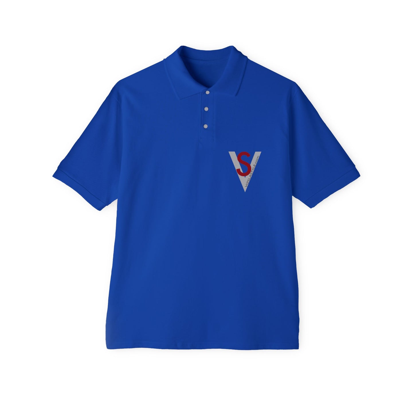 Men's White Polo with Minimal V Logo Chest Patch