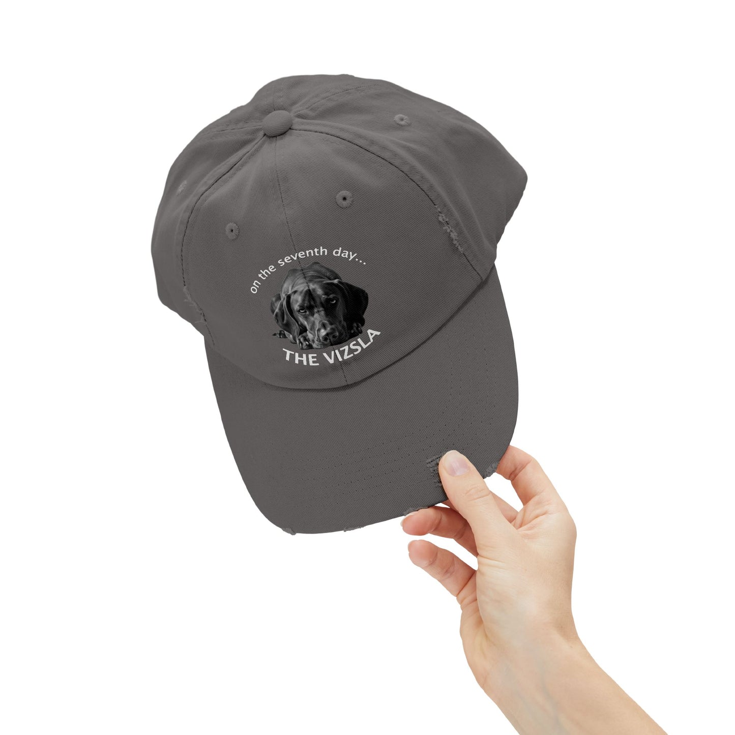 The Vizsla Created on the Seventh Day - Unisex Distressed Cap