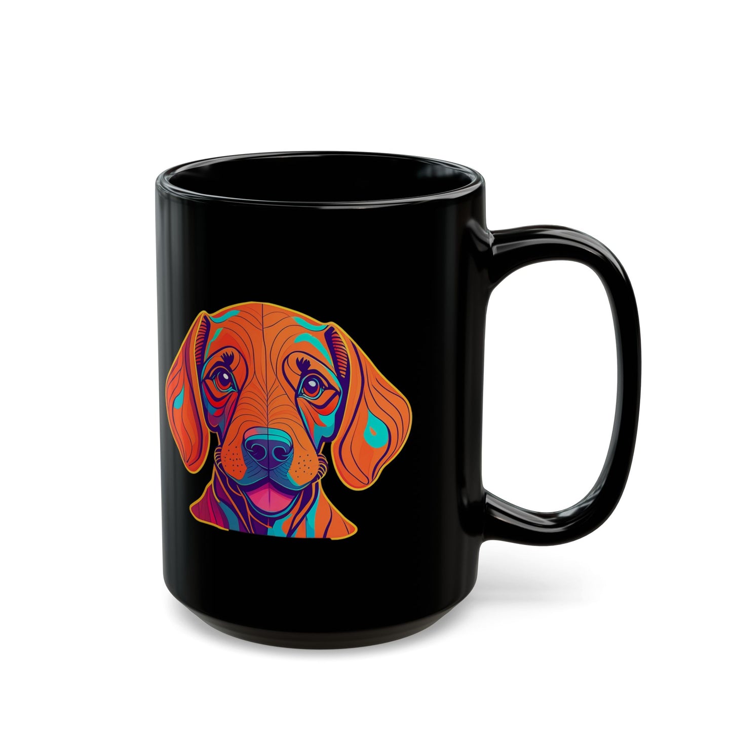 Vizsla Style Logo with Vizsla Puppy - Hungarian Vizsla Black Mug
