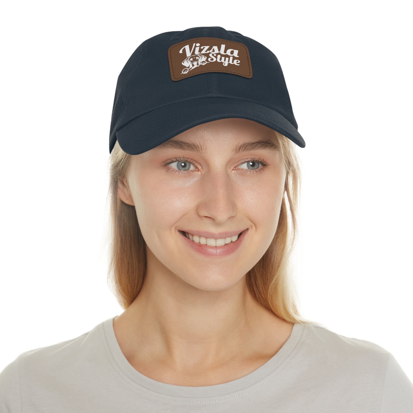 Vizsla Style Leather Patch Dad Hat, Custom Dog Hat, Pet Lover Gift, Outdoor Cap, Adjustable Baseball Hat, Unique Father's Day Gift, Mom Hat