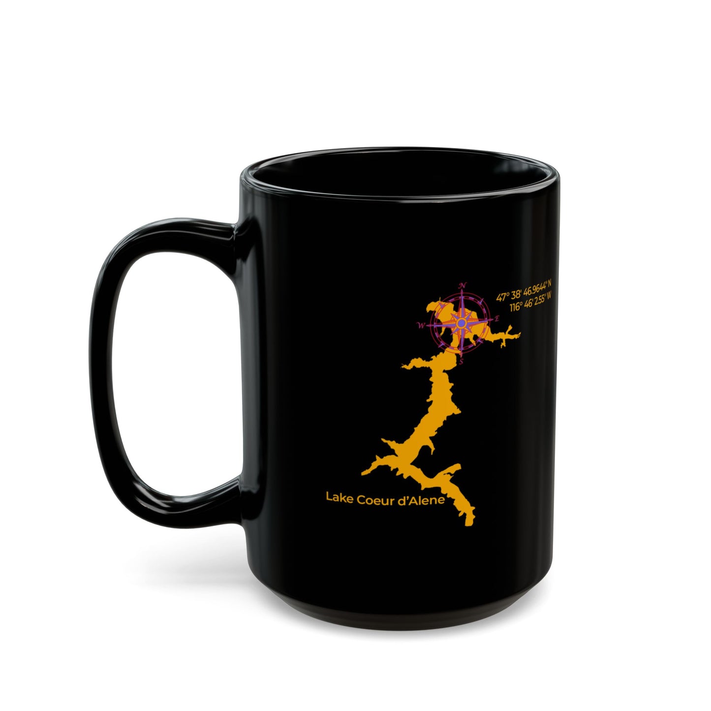 Vizsla Style Puppy in Gold w/ Lake Coeur d'Alene - Hungarian Vizsla Black Mug