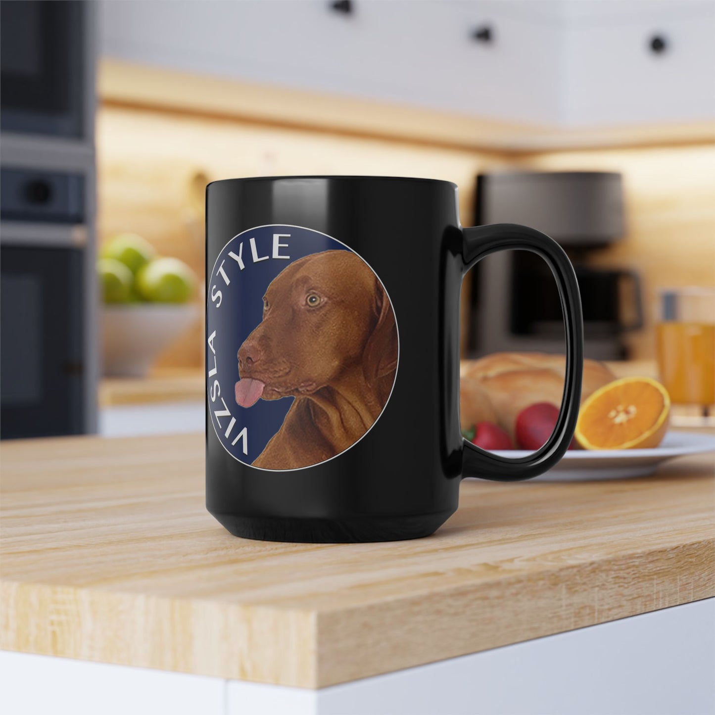 Vizsla Mom & Vizsla Style Logo Black Mug