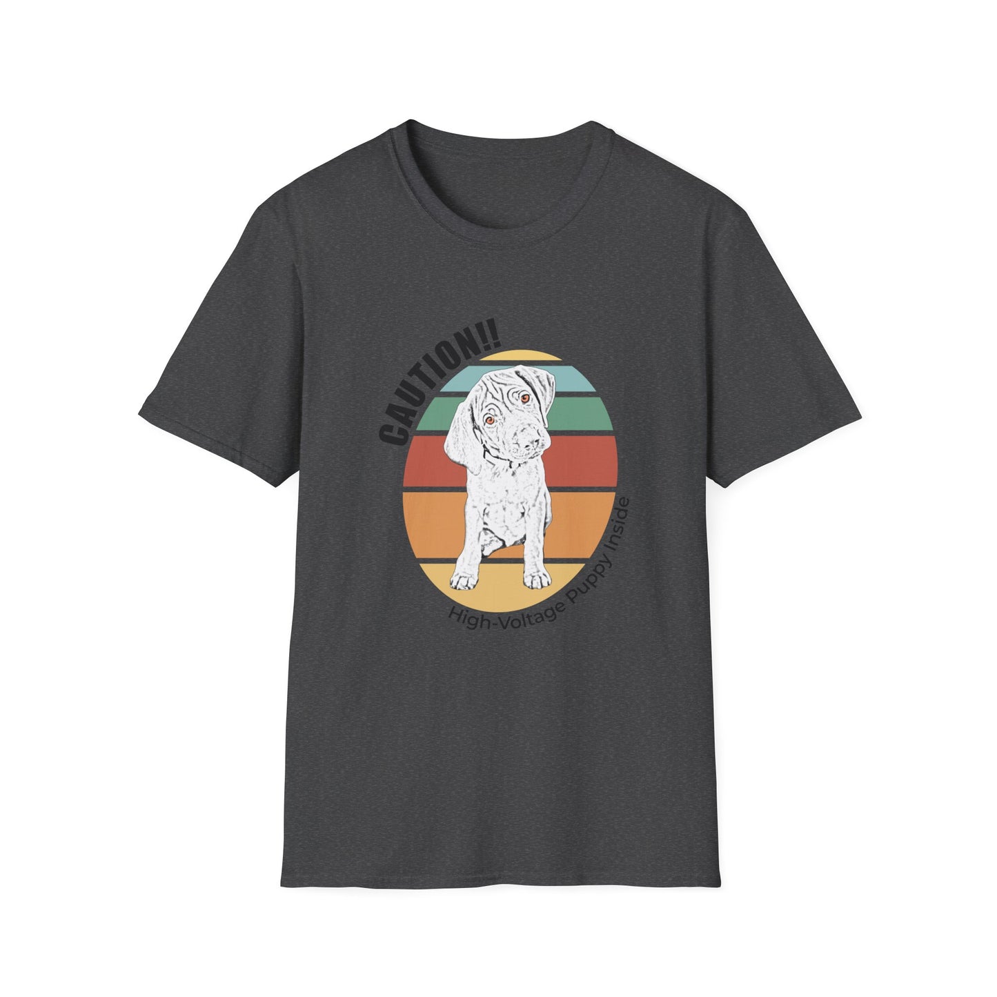 High-Voltage Puppy Inside Vizsla T-Shirt — Vintage Pastel Stripes
