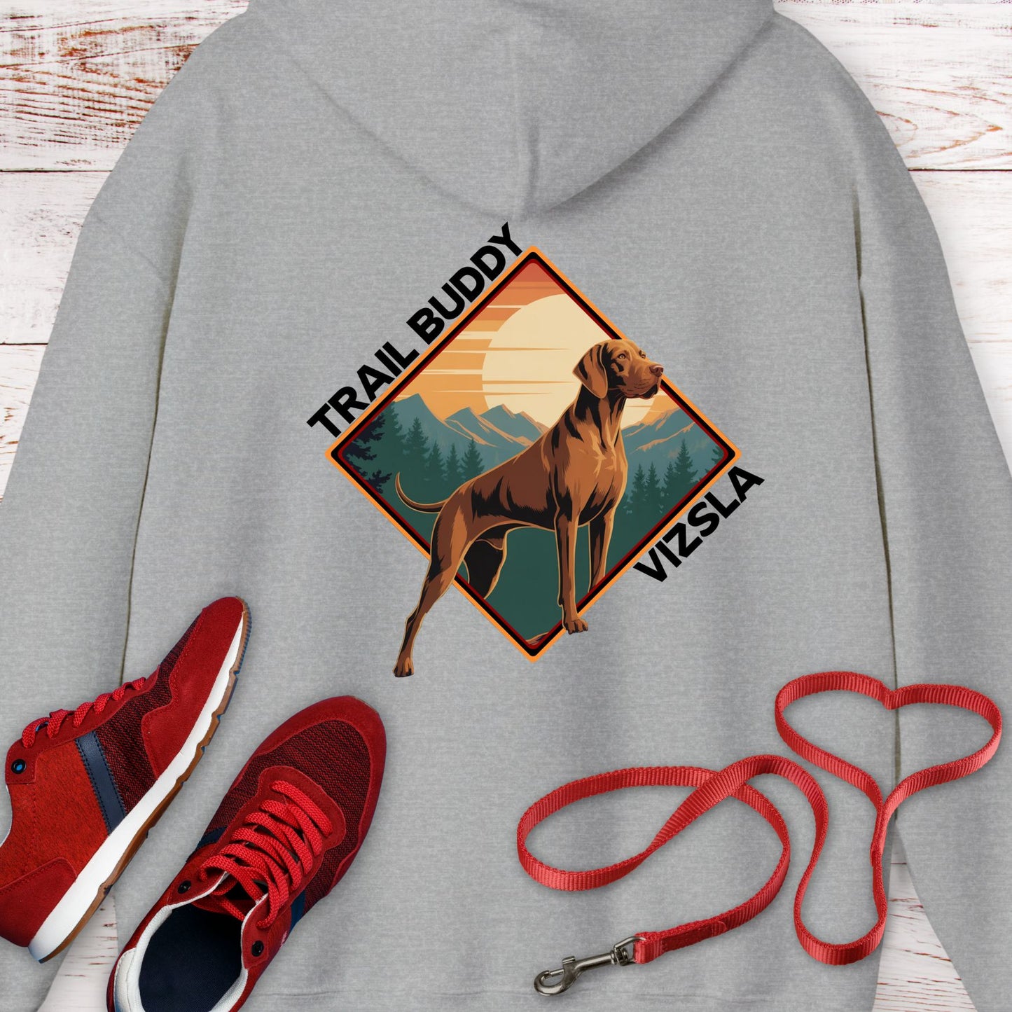 Vizsla Trail Buddy Hoodie — Vintage Outdoor Dog Lover Hoodie Sweatshirt
