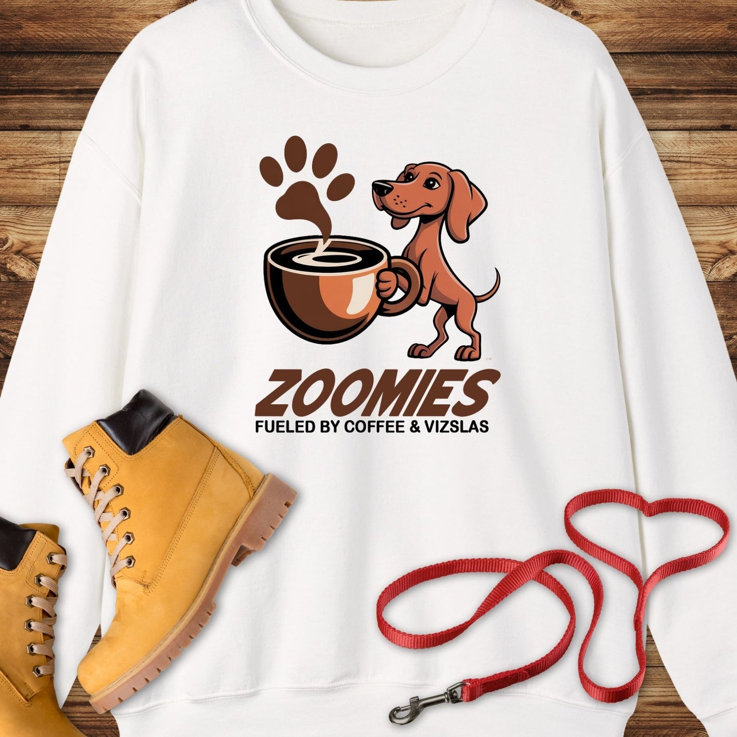 Zoomies: Fueled by Coffee and Vizsla Energy Crewneck Sweatshirt