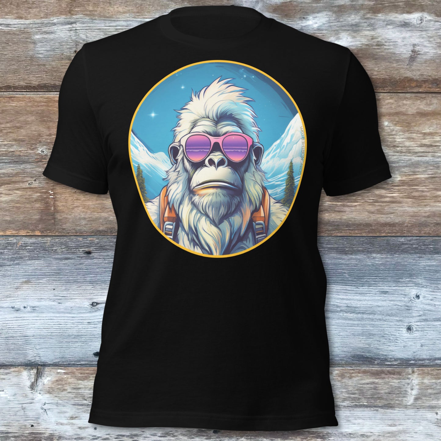 Vizsla Style - Going Norther - Bigfoot T-Shirt - Retro Styled Sasquatch