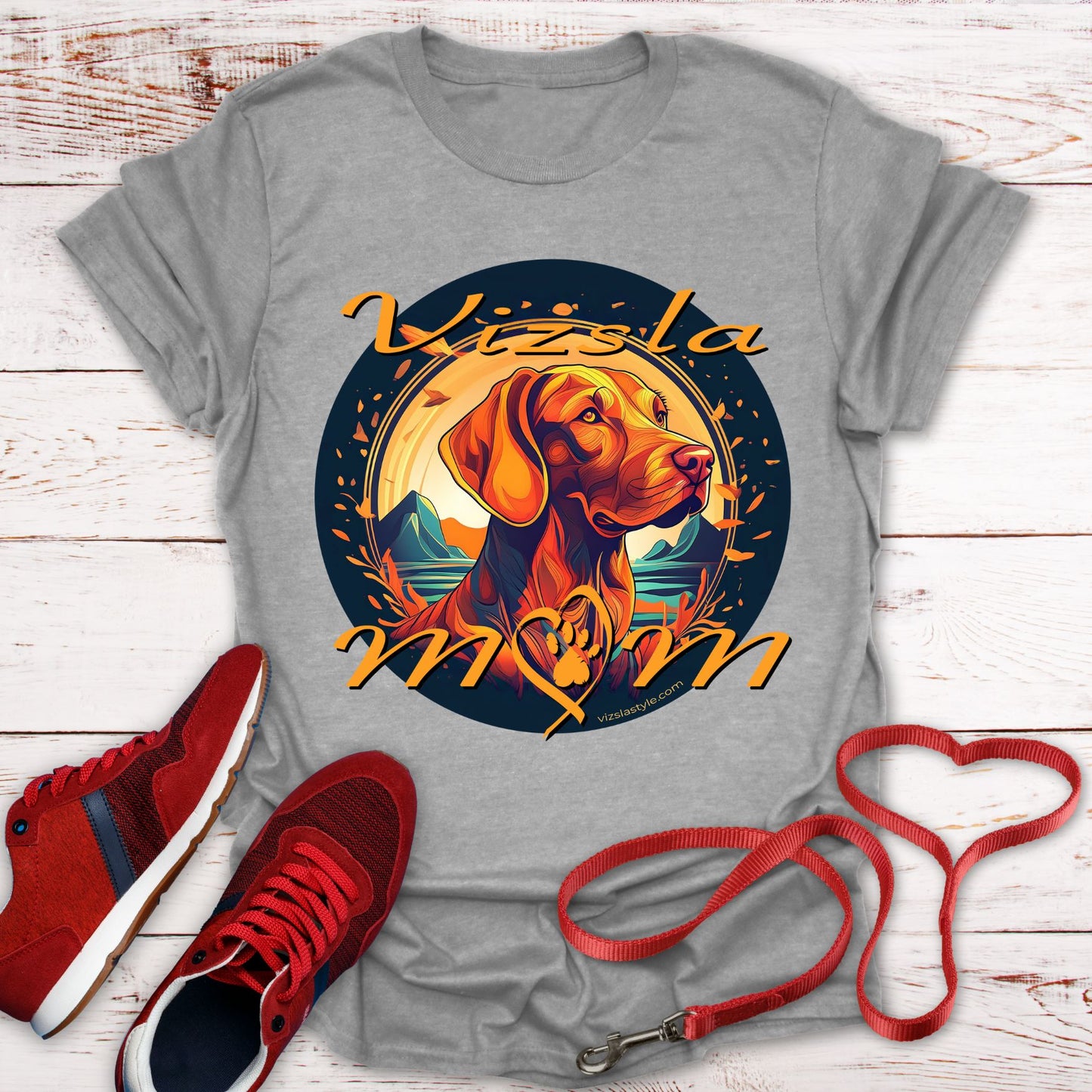 Glorious Fall Vintage Vizsla Dog Face Vizsla Mom - T-Shirt