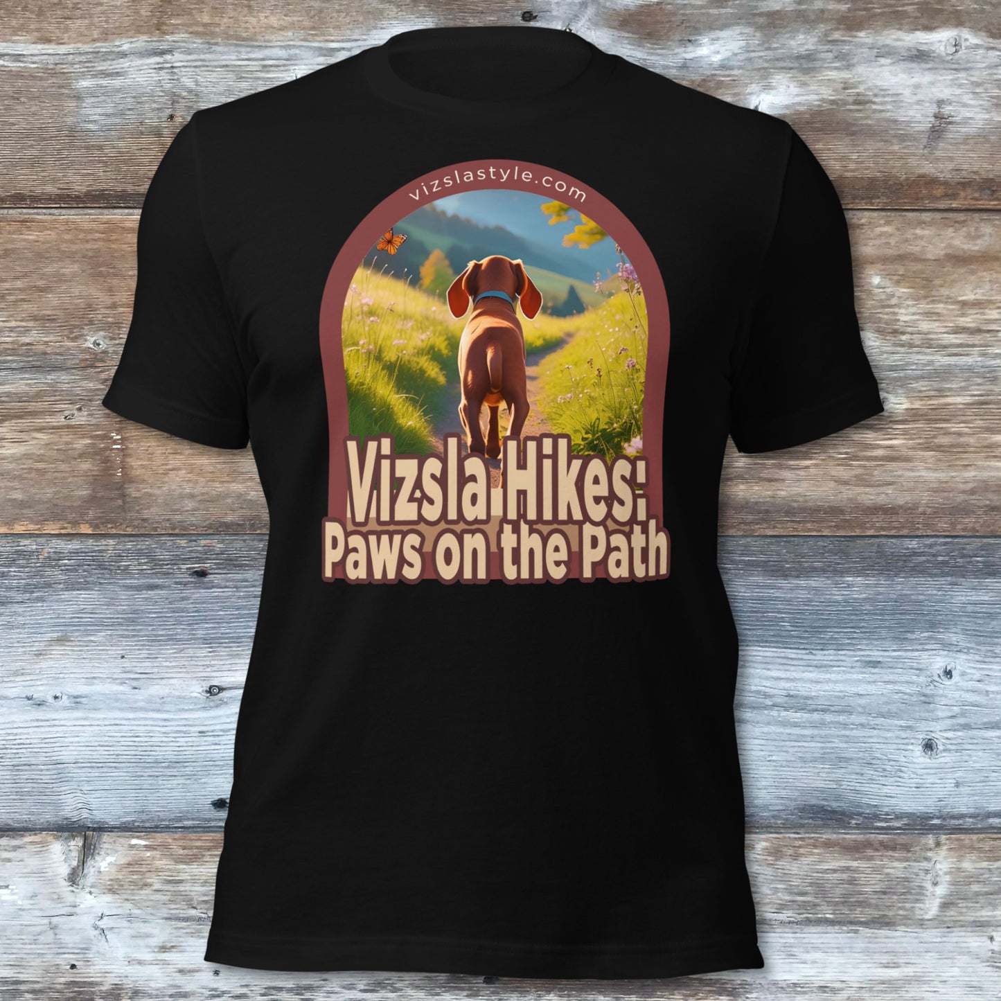 Vizsla Hikes: Paws On The Path Puppy t-shirt