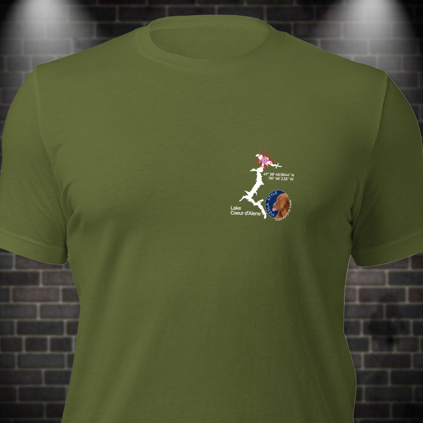 Lake CDA - Vizsla Style All Around Sports T-shirt (Lt Text)