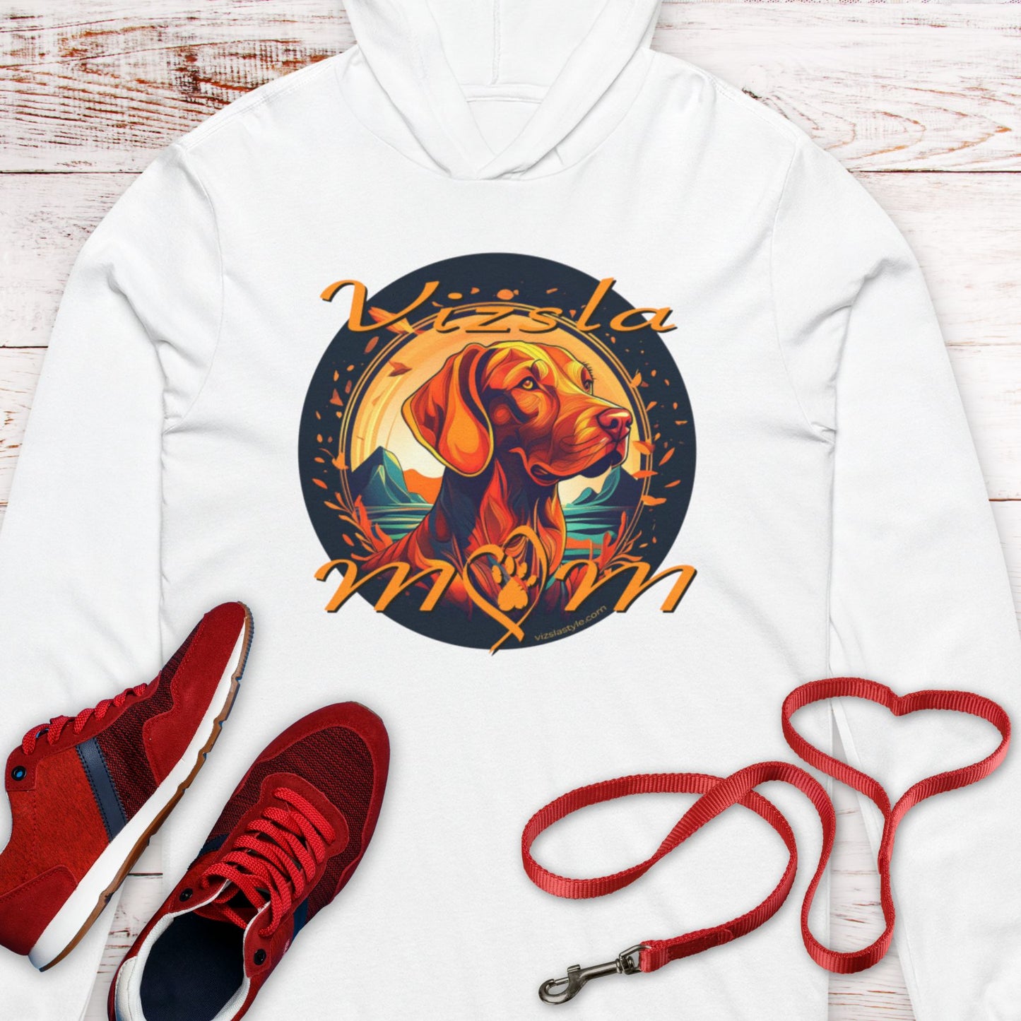 Glorious Fall Vintage Vizsla Dog Face Vizsla Mom - Hooded T-Shirt