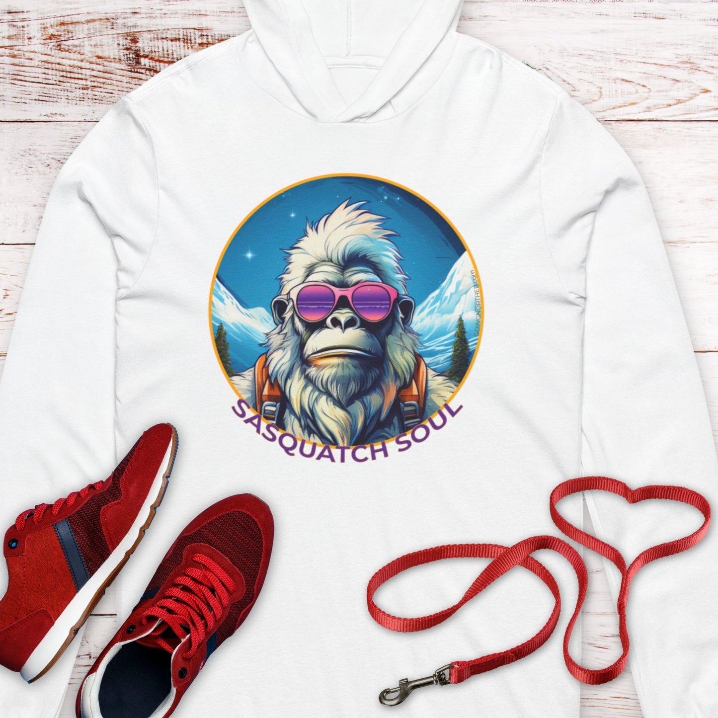 Vizsla Style - Going Norther - Bigfoot - Sasquatch Soul Hooded T-Shirt - Retro Design