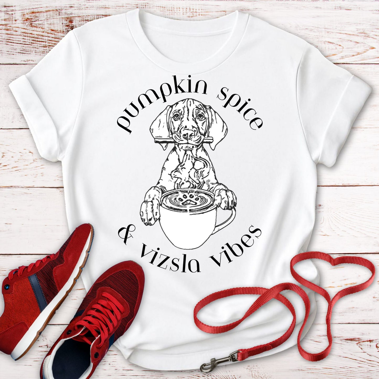 Pumpkin Spice Vizsla Shirt | Fall Dog Lover Tee - Line Art