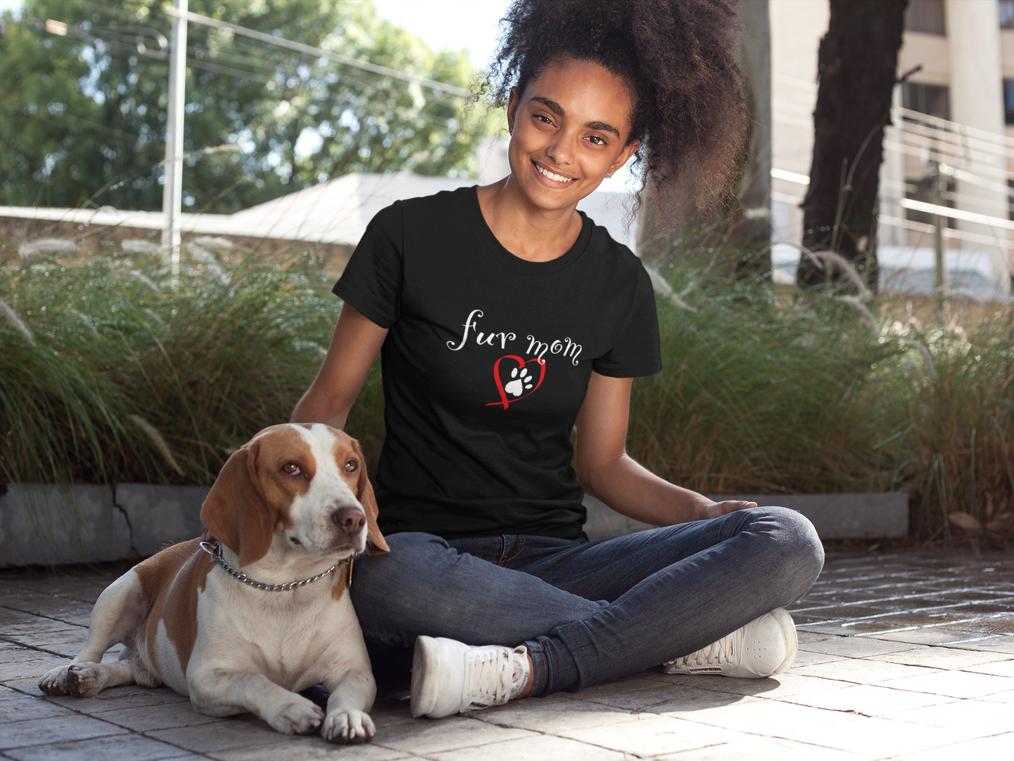 Fur Mom T-Shirt — Cute Heart & Puppy Paw Tee for Dog Lovers
