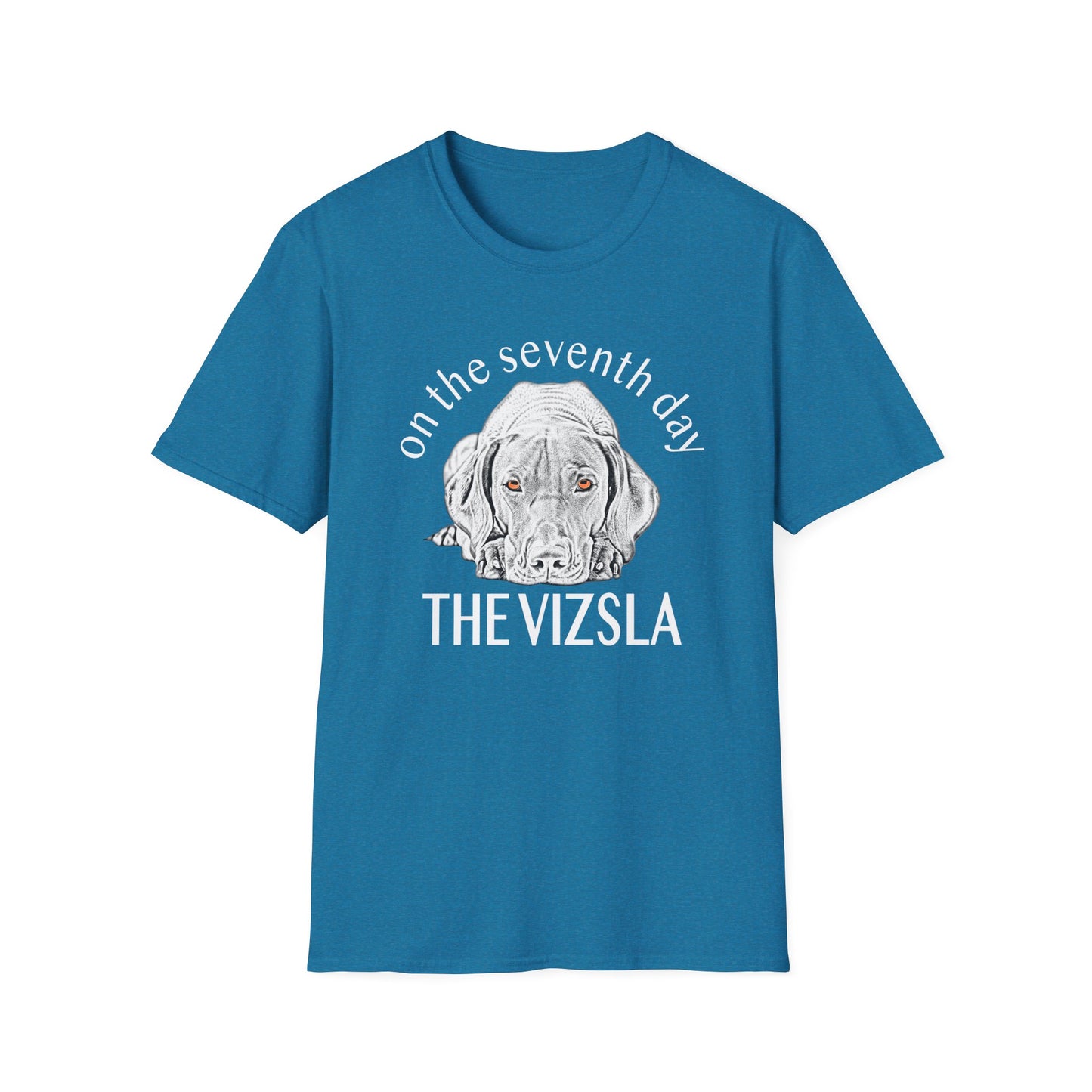The Vizsla T-Shirt — "On the Seventh Day - THE VIZSLA" Vizsla Dog Line Art Tee