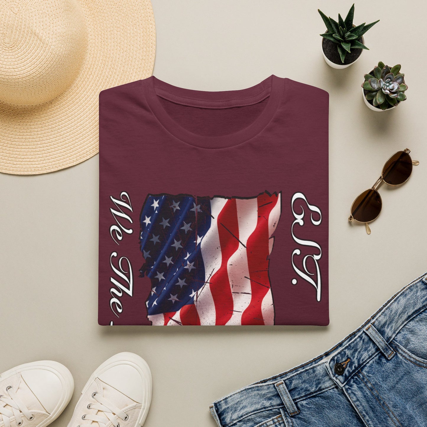 Vizsla Dog 'We The People EST. 1776' T-Shirt — Distressed American Flag