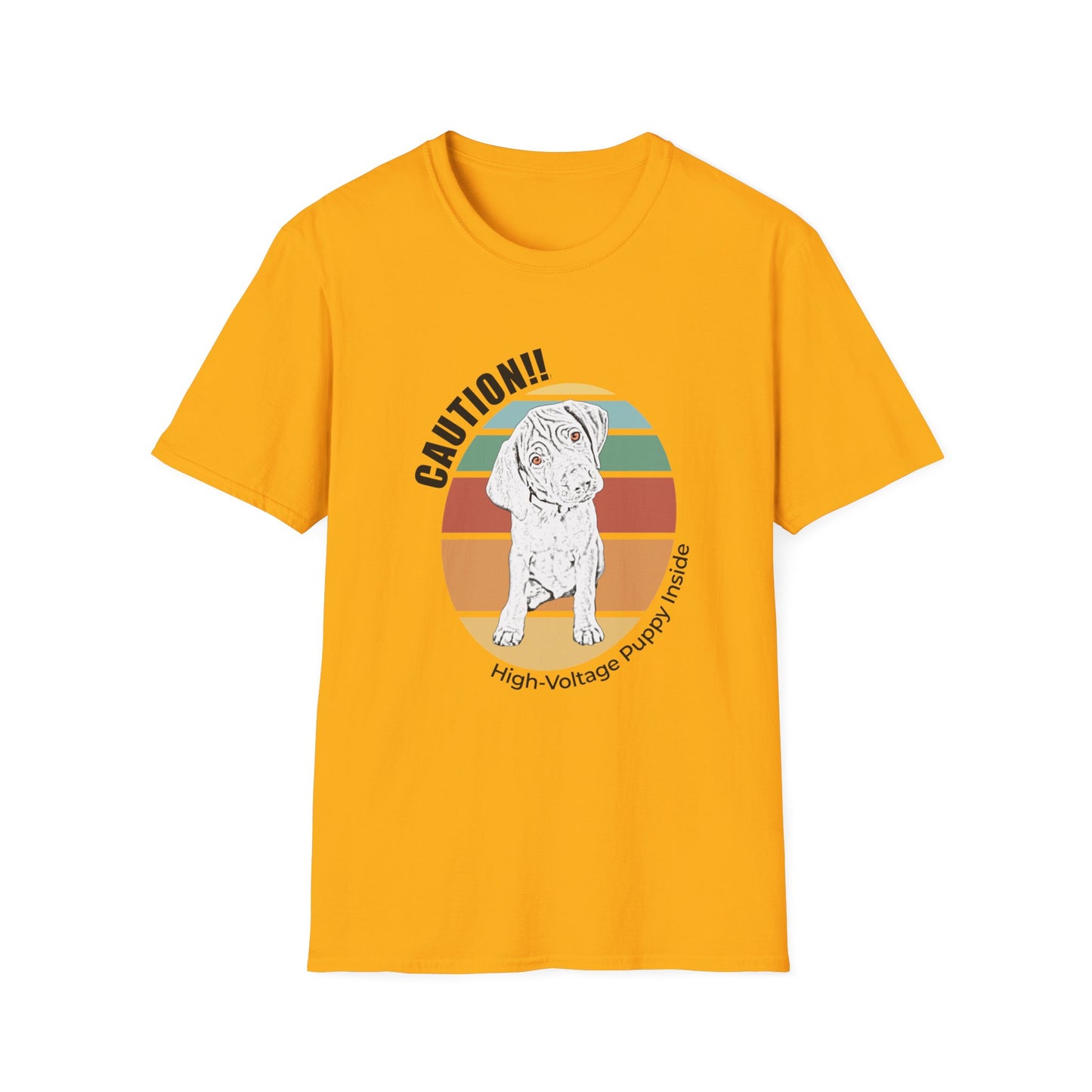 High-Voltage Puppy Inside Vizsla T-Shirt — Vintage Pastel Stripes