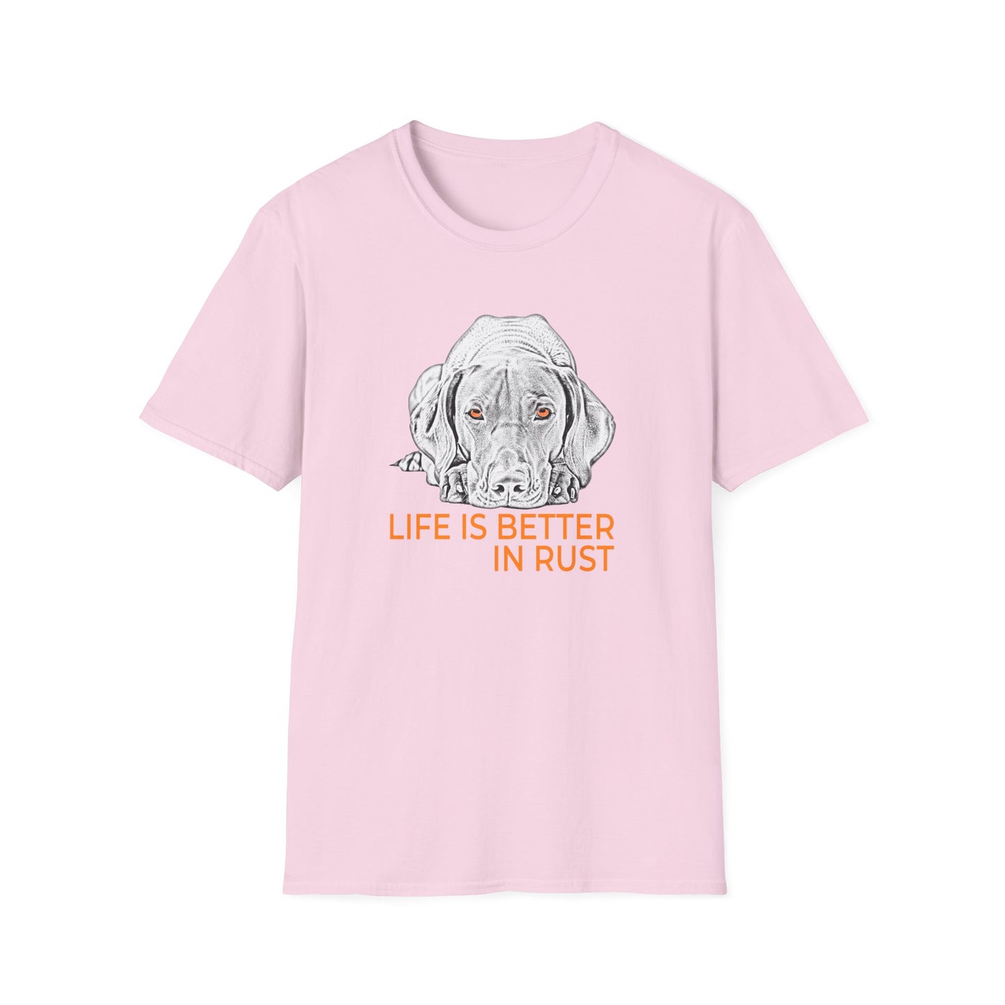 Vizsla Dog T-Shirt — 'Life Is Better in Rust' Line Drawing
