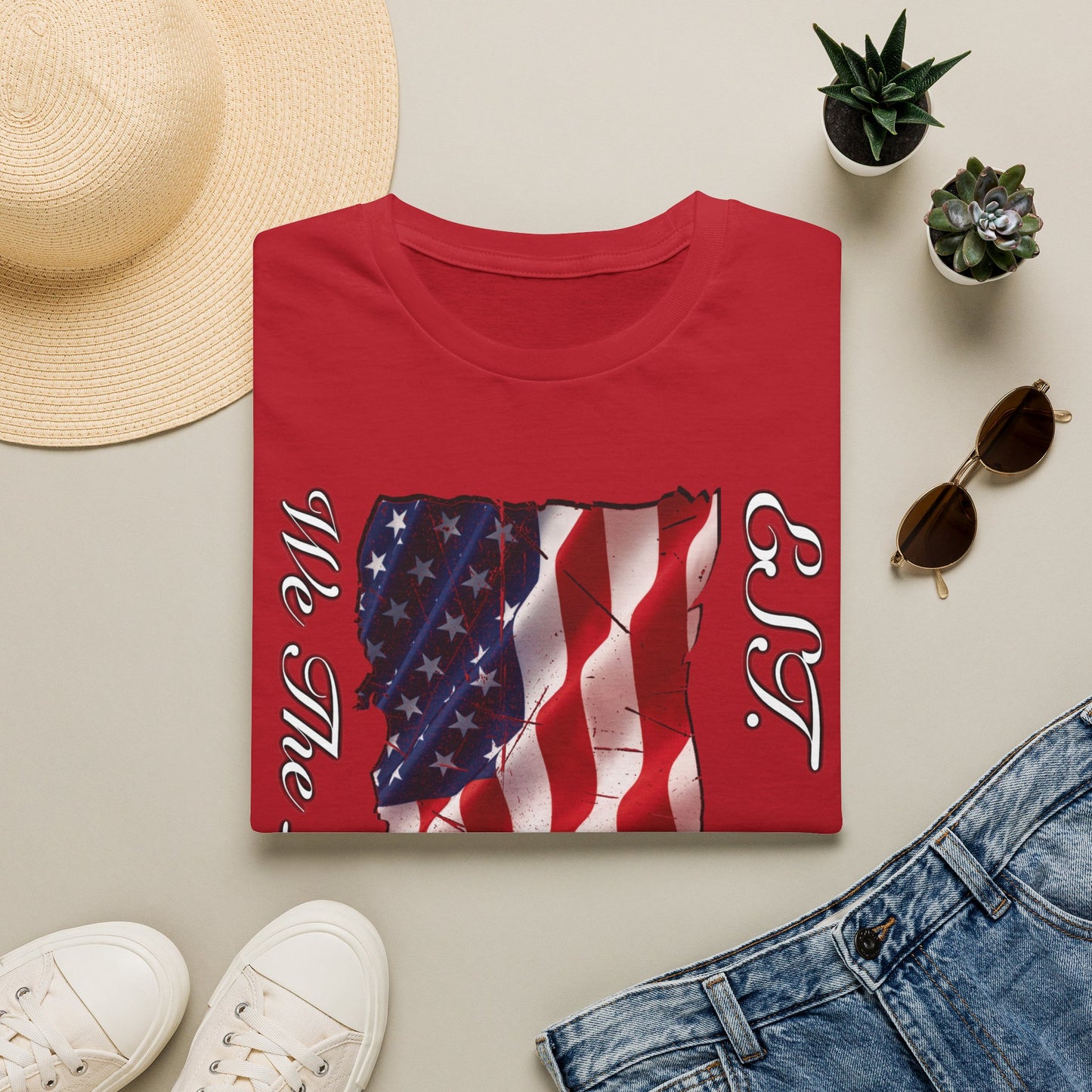 Vizsla Dog 'We The People EST. 1776' T-Shirt — Distressed American Flag