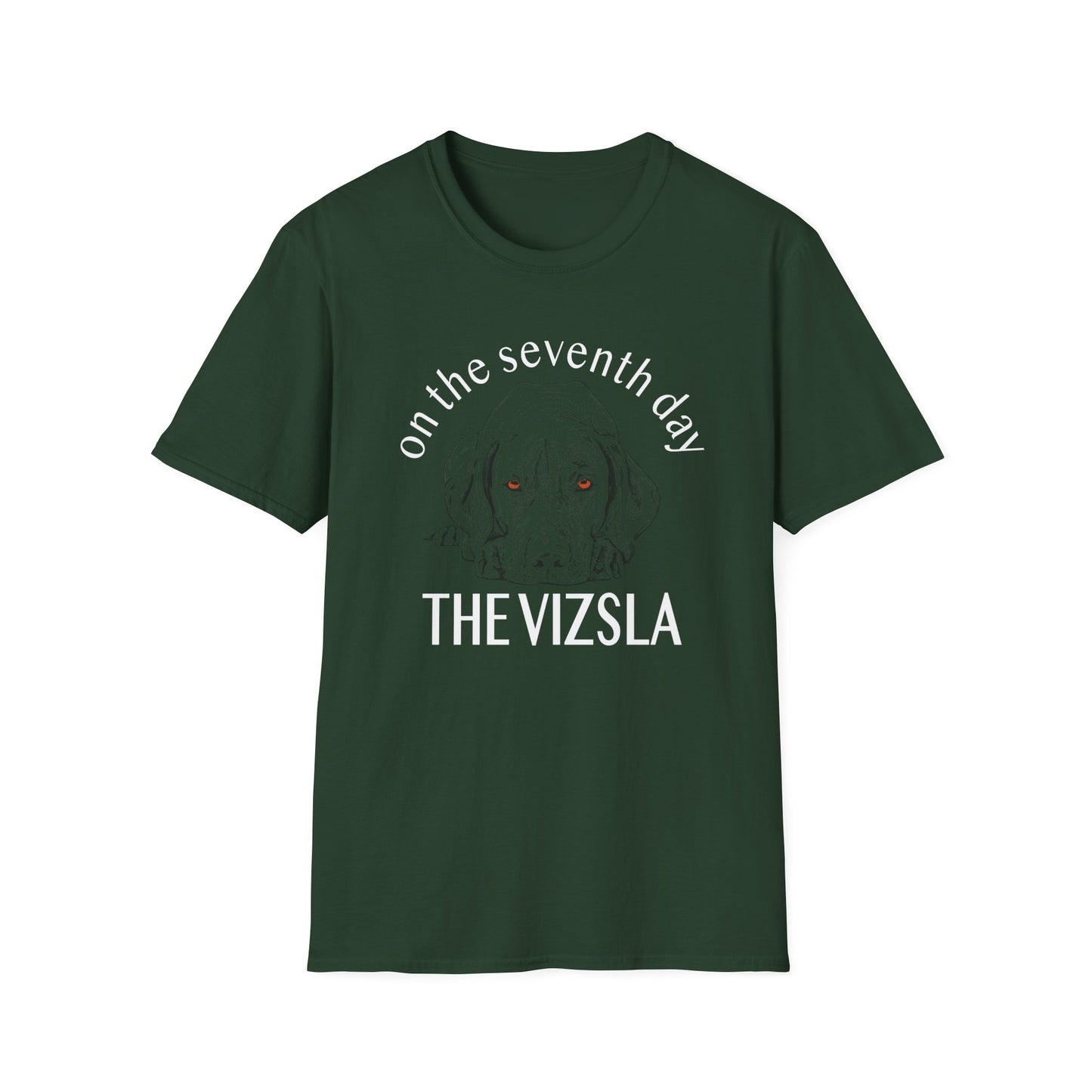 The Vizsla T-Shirt — "On the Seventh Day - THE VIZSLA" Vizsla Dog Line Art Tee