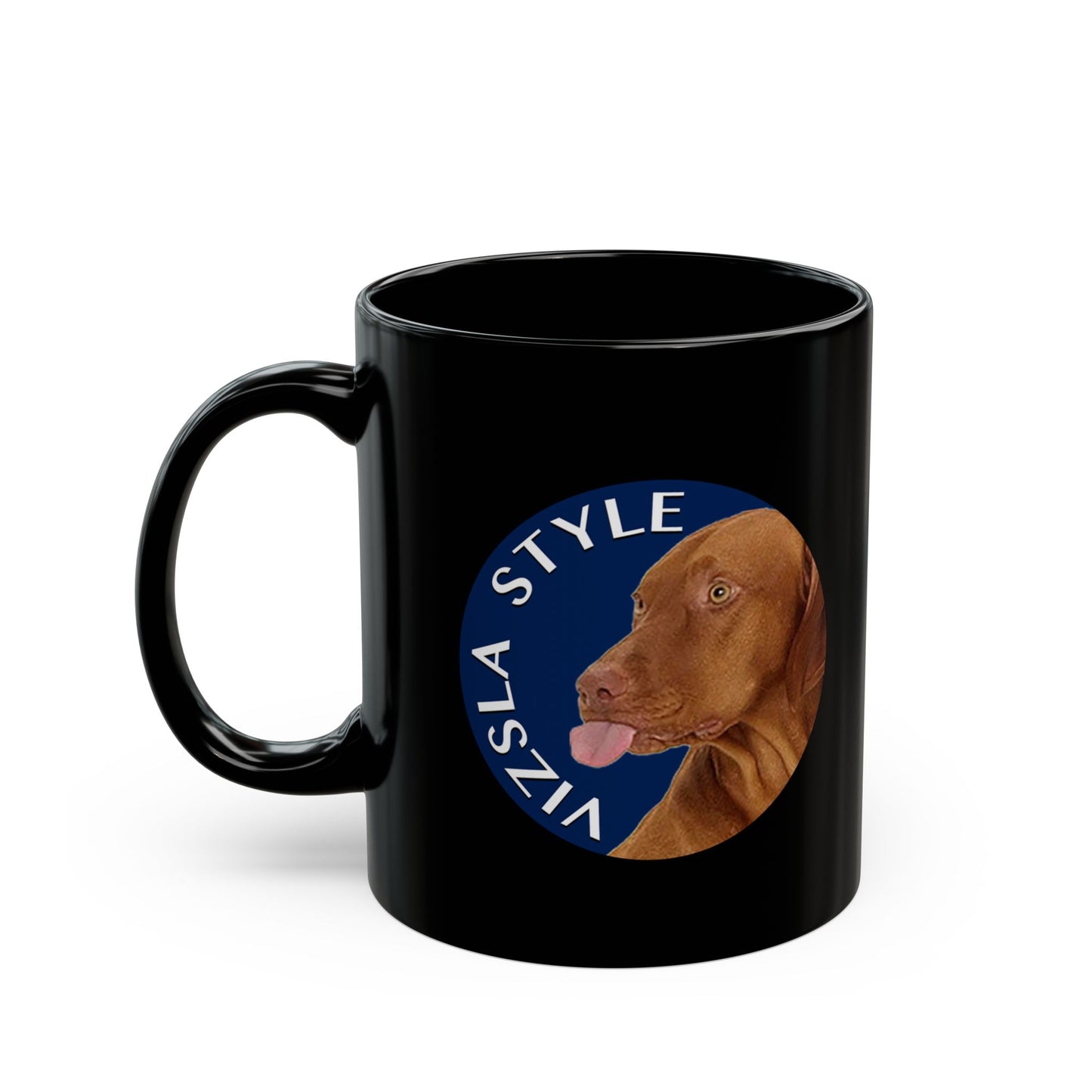 Vizsla Style Logo with Vizsla Puppy - Hungarian Vizsla Black Mug