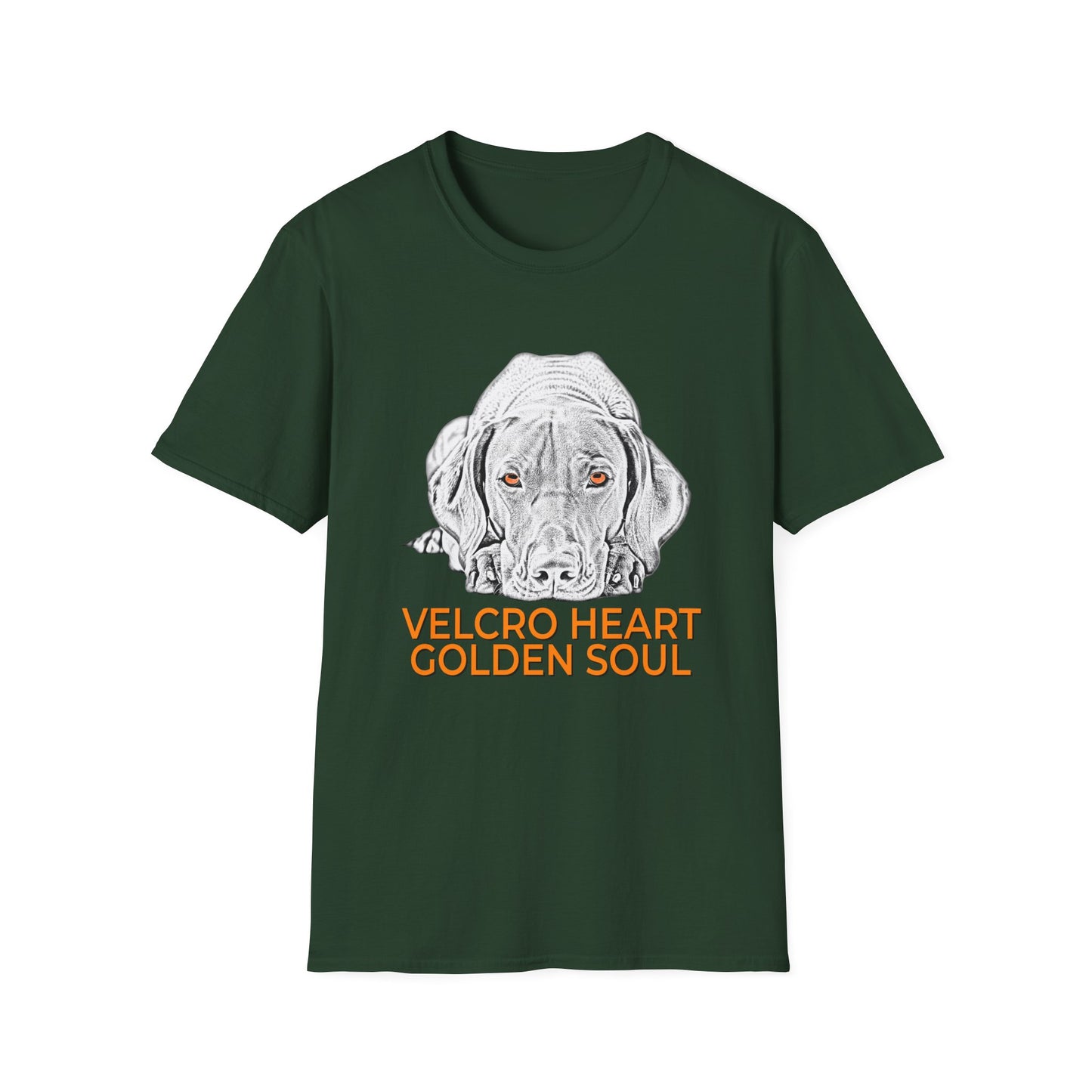Vizsla Dog T-Shirt — "Velcro Heart — Golden Soul"