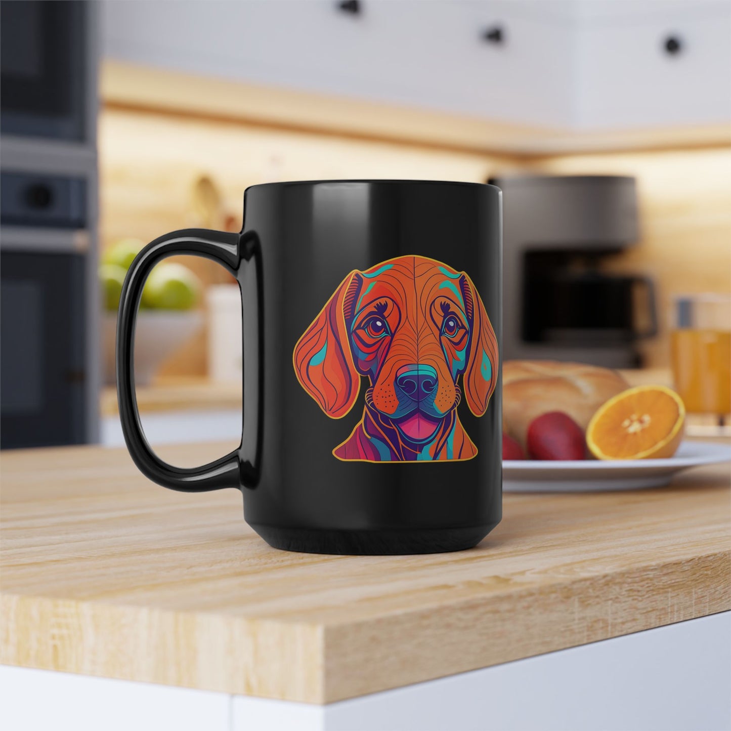 Happy Trails With My Vizsla (Puppy) w/ Puppy Face - Vizsla - Black Mug