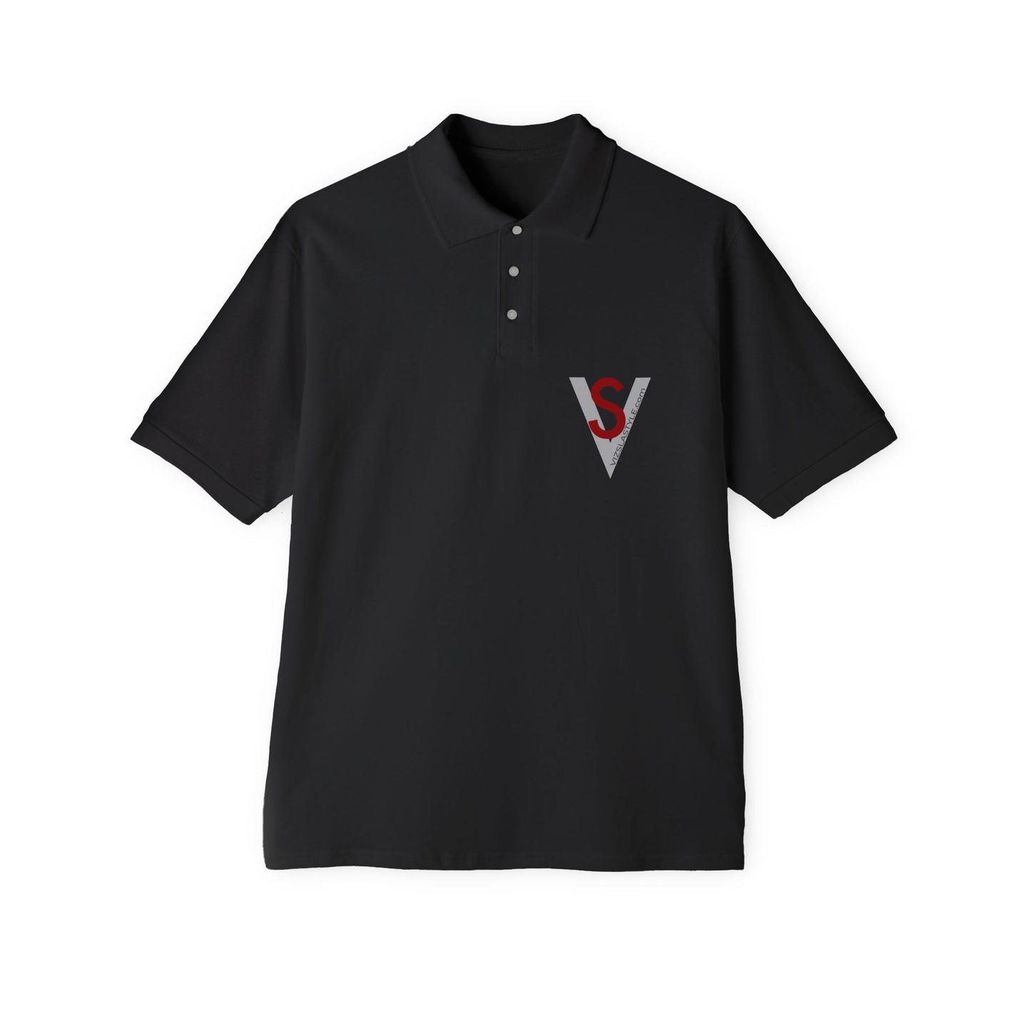 Men's White Polo with Minimal V Logo Chest Patch