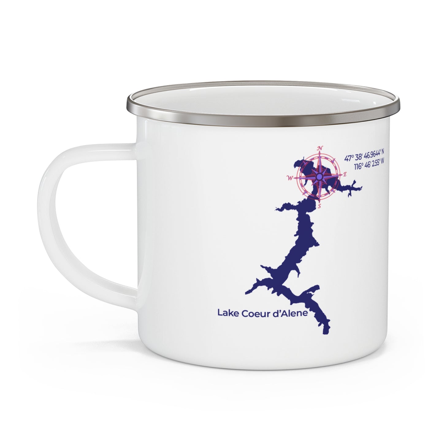 Vizsla Style Pup with Lake CDA Enamel Mug