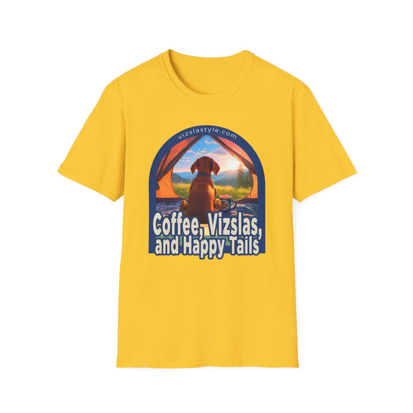 Coffee, Vizslas, and Happy Tails! t-shirt