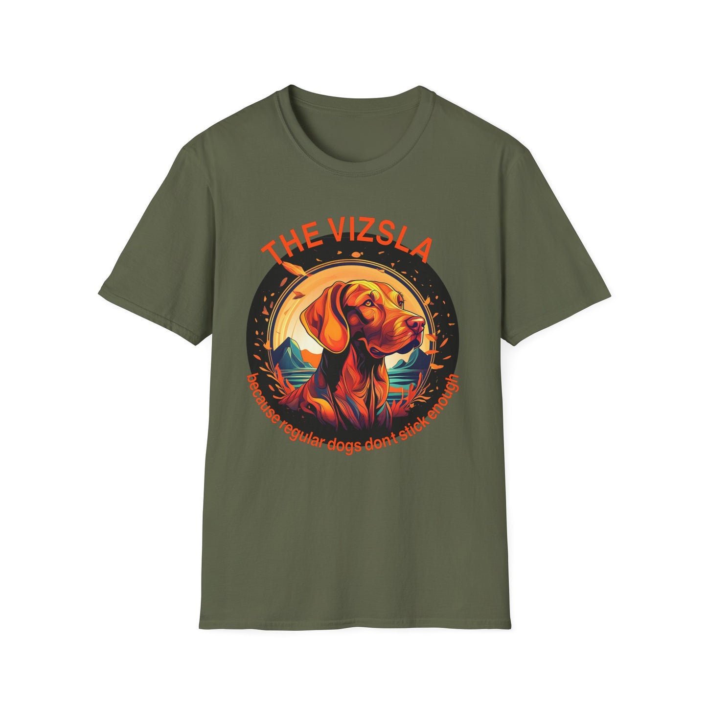 Vizsla Dog T-Shirt (New Font) — "The Vizsla: Because Regular Dogs Don't Stick Enough"