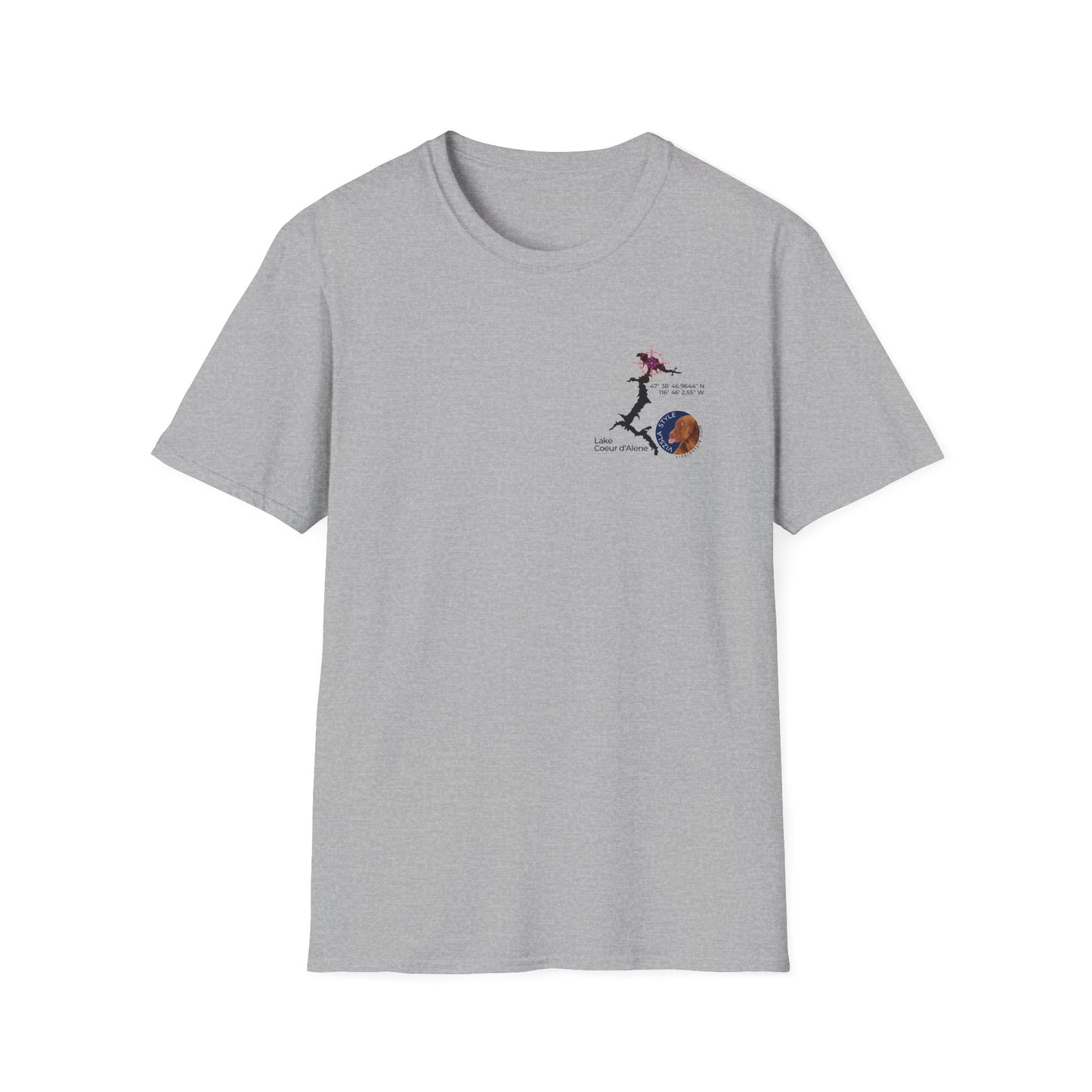 Lake CDA - Vizsla Style All Around Sports T-shirt (Dk Text)
