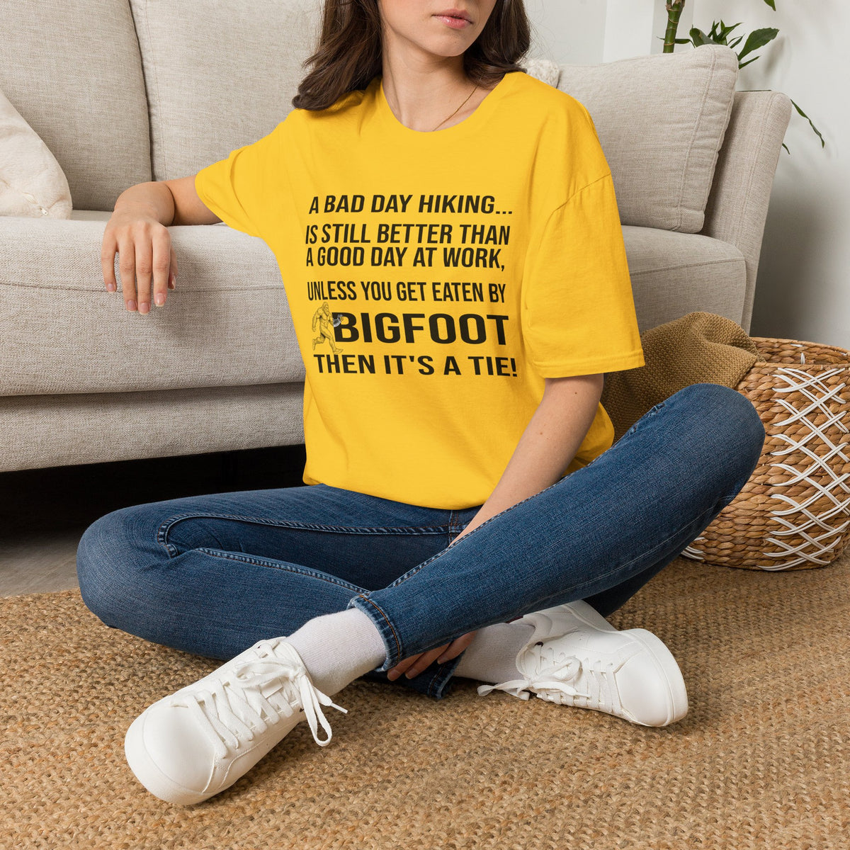 Bigfoot Hiking T-Shirt — “A Bad Day Hiking… Is Still Better Than A Good Day At Work”
