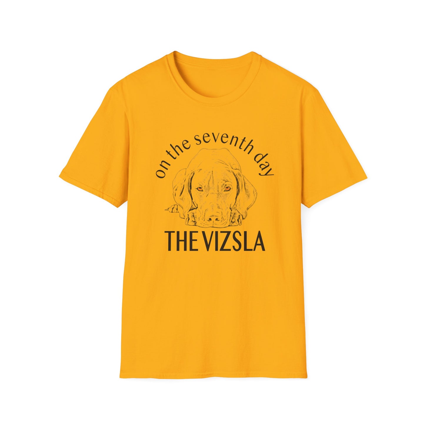 The Vizsla T-Shirt — "On the Seventh Day - THE VIZSLA" Vizsla Dog Line Art Tee