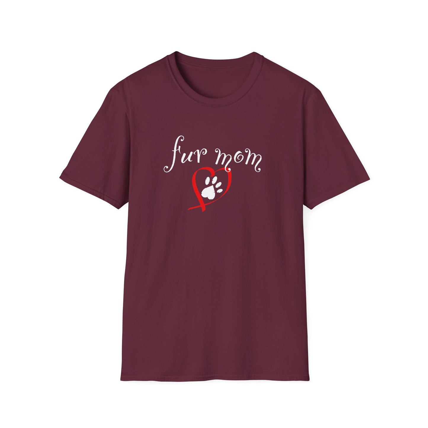 Fur Mom T-Shirt — Cute Heart & Puppy Paw Tee for Dog Lovers