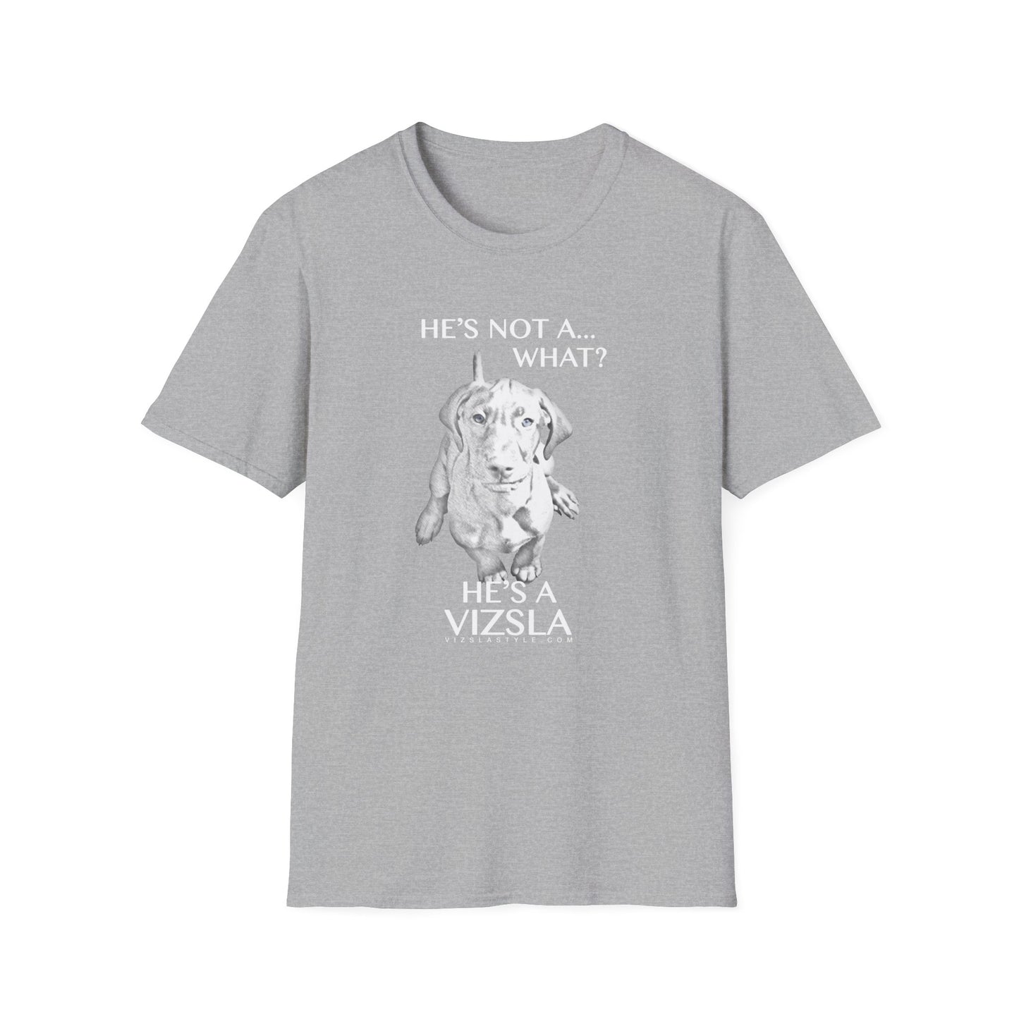 He's Not A What... He's A Vizsla - All Around Sports T-shirt (Lt Text)