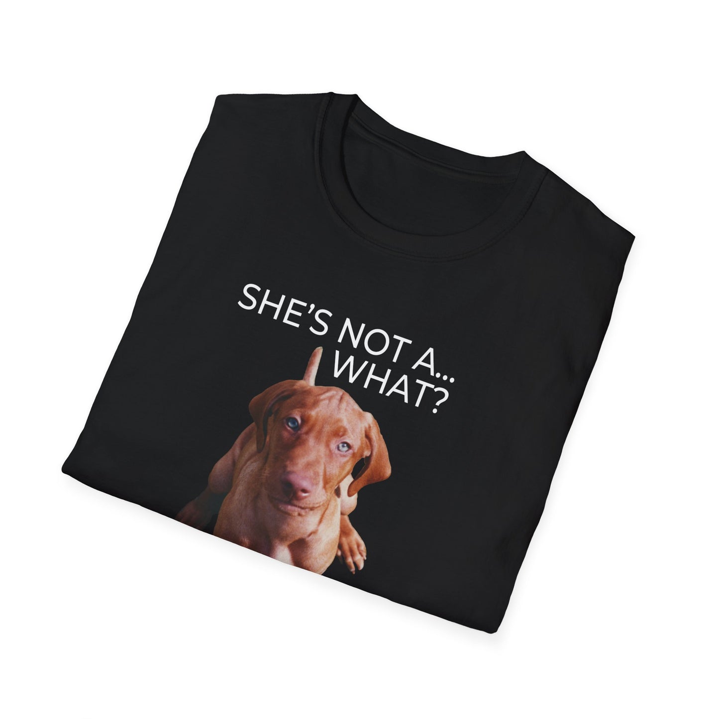 She's Not A What... She's A Vizsla (in Color) All Around Sports T-shirt (Lt Text)