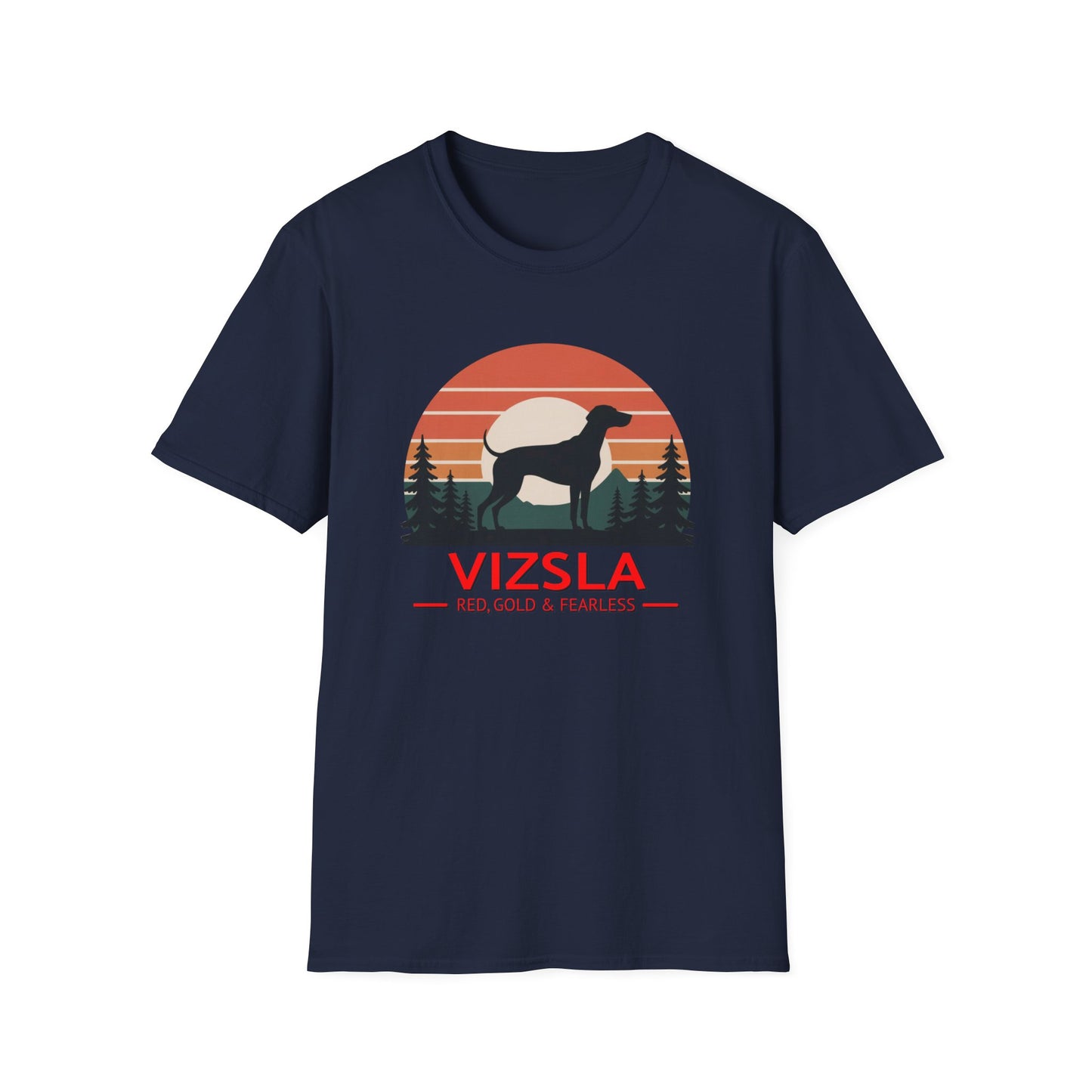Vizsla Mountain Tee — "VIZSLA - Red, Gold & Fearless"
