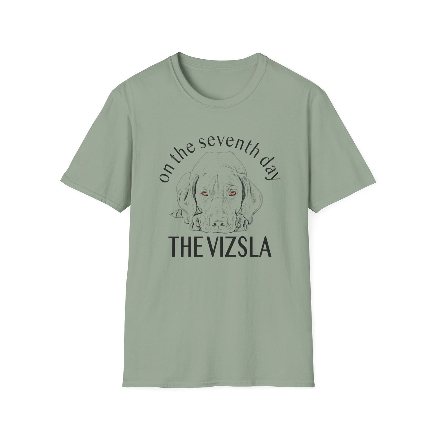 The Vizsla T-Shirt — "On the Seventh Day - THE VIZSLA" Vizsla Dog Line Art Tee
