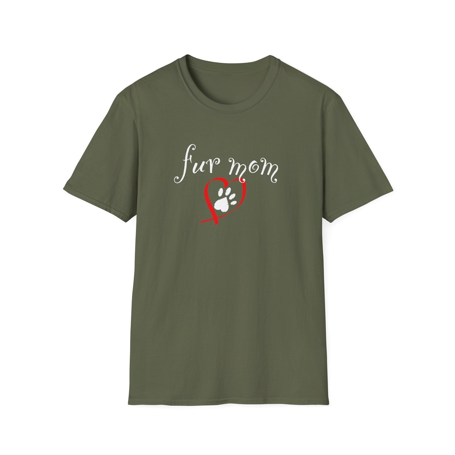 Fur Mom T-Shirt — Cute Heart & Puppy Paw Tee for Dog Lovers