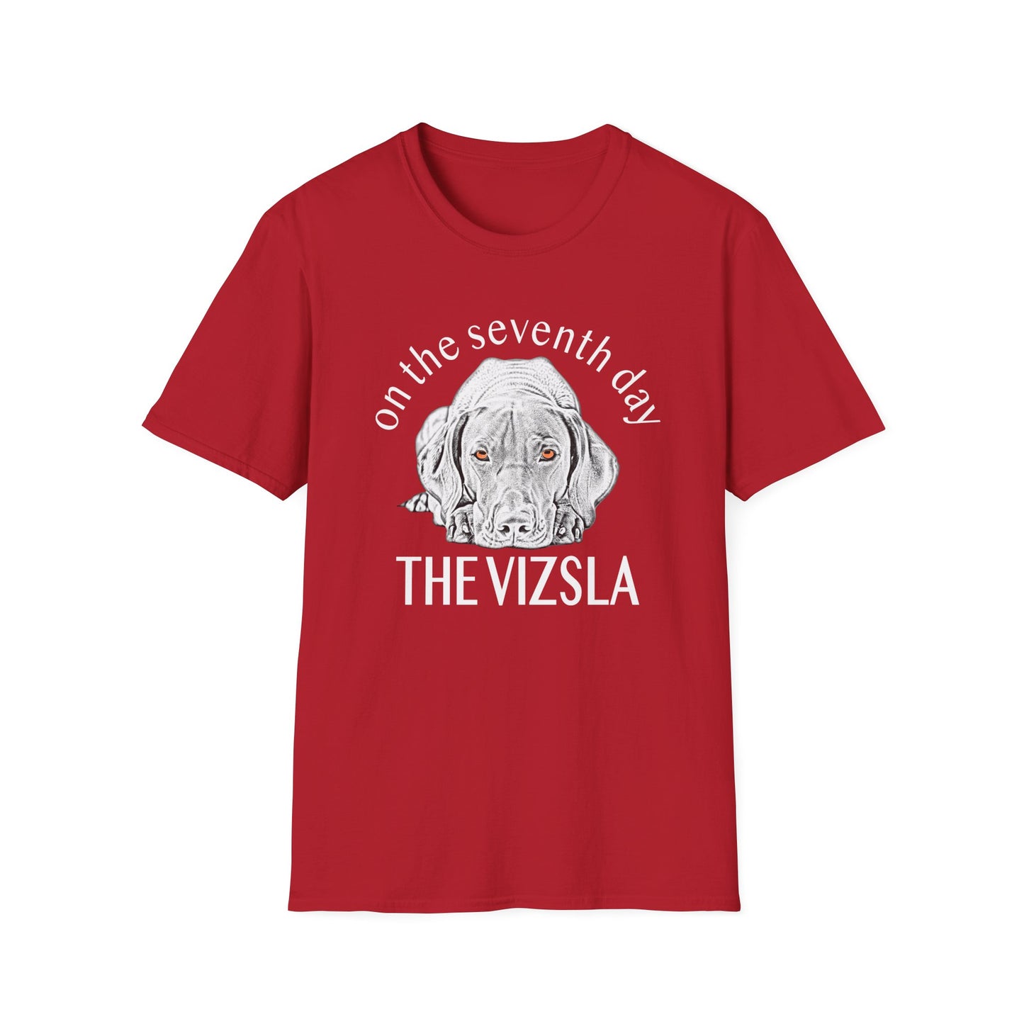 The Vizsla T-Shirt — "On the Seventh Day - THE VIZSLA" Vizsla Dog Line Art Tee