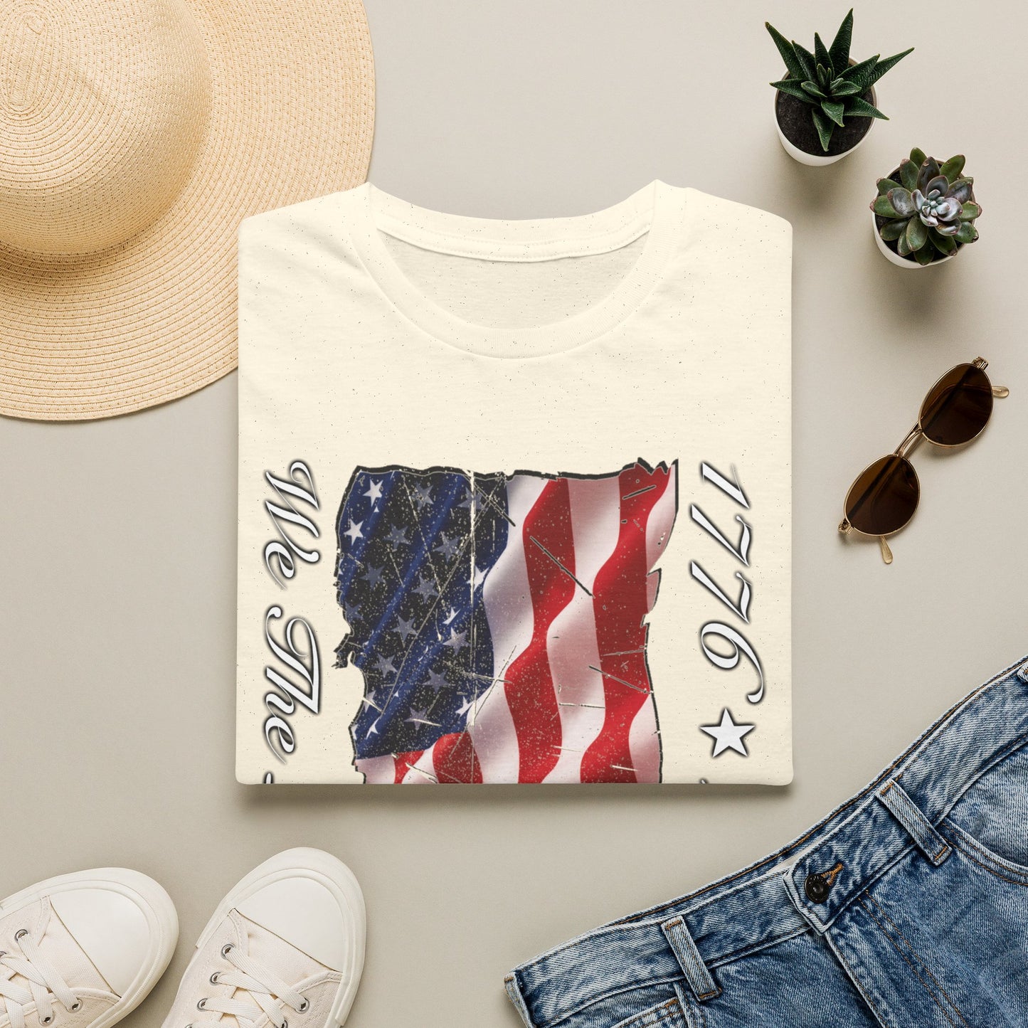 Vizsla Dog 'We The People 1776–2026' T-Shirt — Distressed American Flag