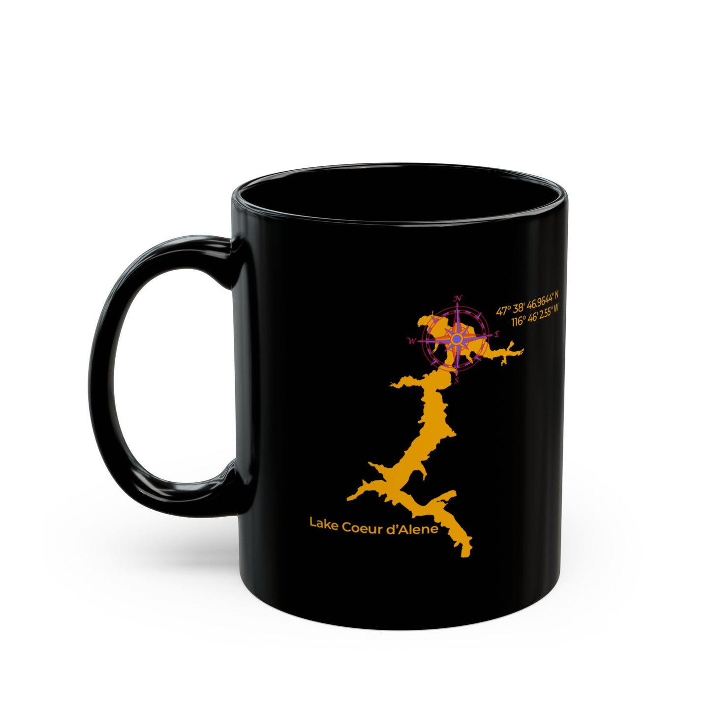 Vizsla Style Puppy in Gold w/ Lake Coeur d'Alene - Hungarian Vizsla Black Mug